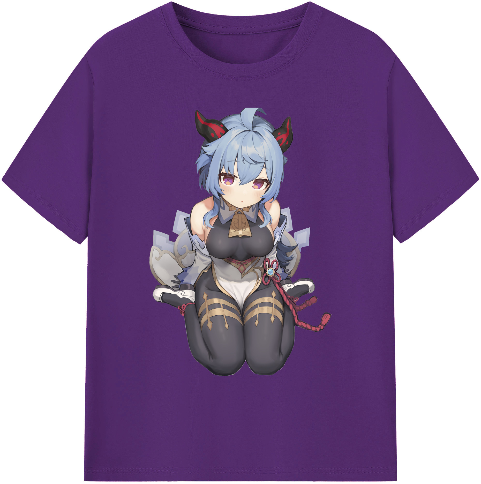 げんし神 甘雨 かんう genshin Ganyu 綿100％ メンズ半袖Tシャツ｜肌触りやわらか＆通気性