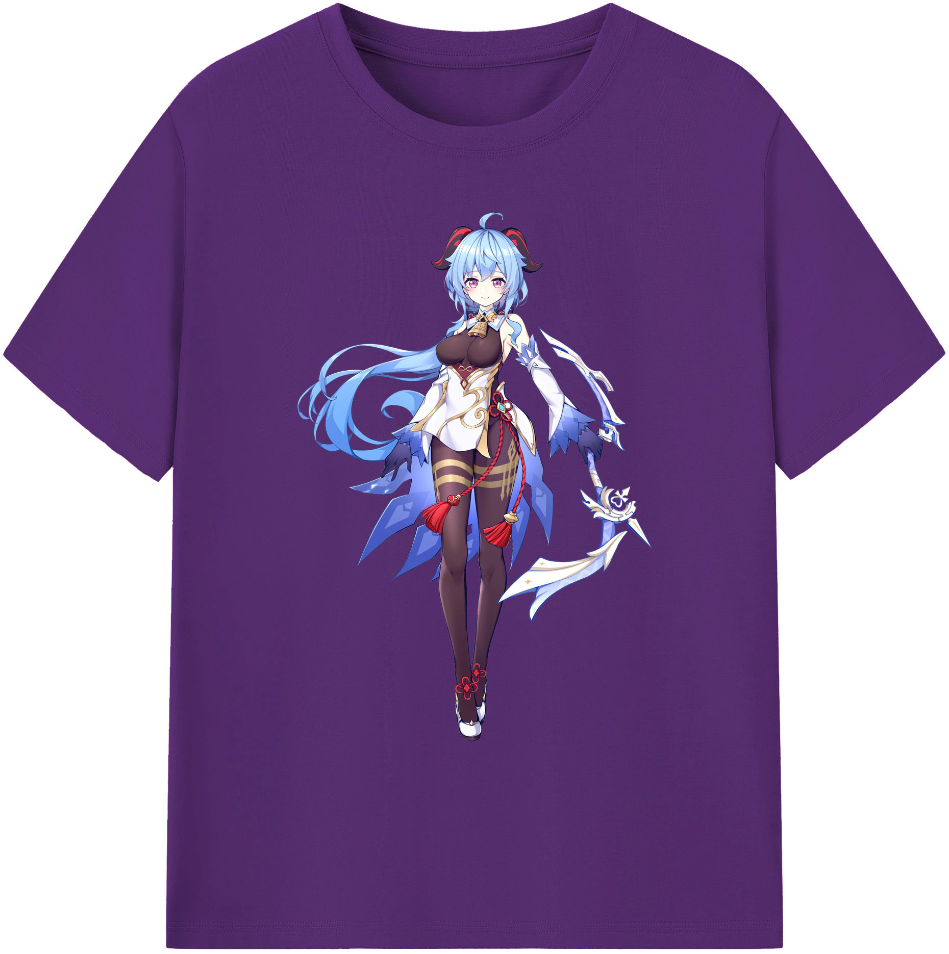 げんし神 甘雨 かんう genshin Ganyu 綿100％ メンズ半袖Tシャツ｜肌触りやわらか＆通気性