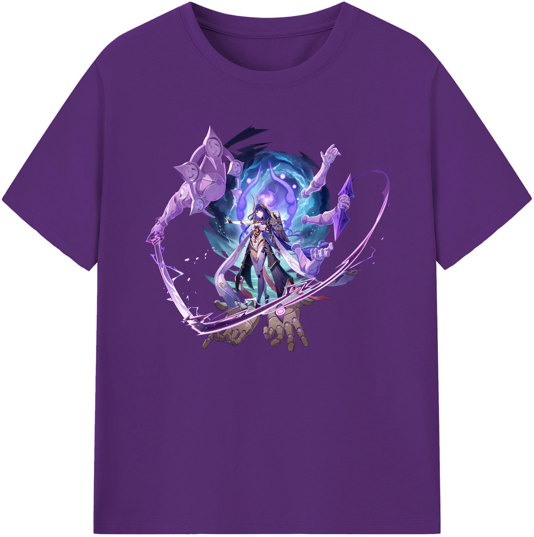 げんし神 雷電将軍 らいでんしょうぐん genshin Raiden Shogun 綿100％ メンズ半袖Tシャツ｜肌触りやわらか＆通気性