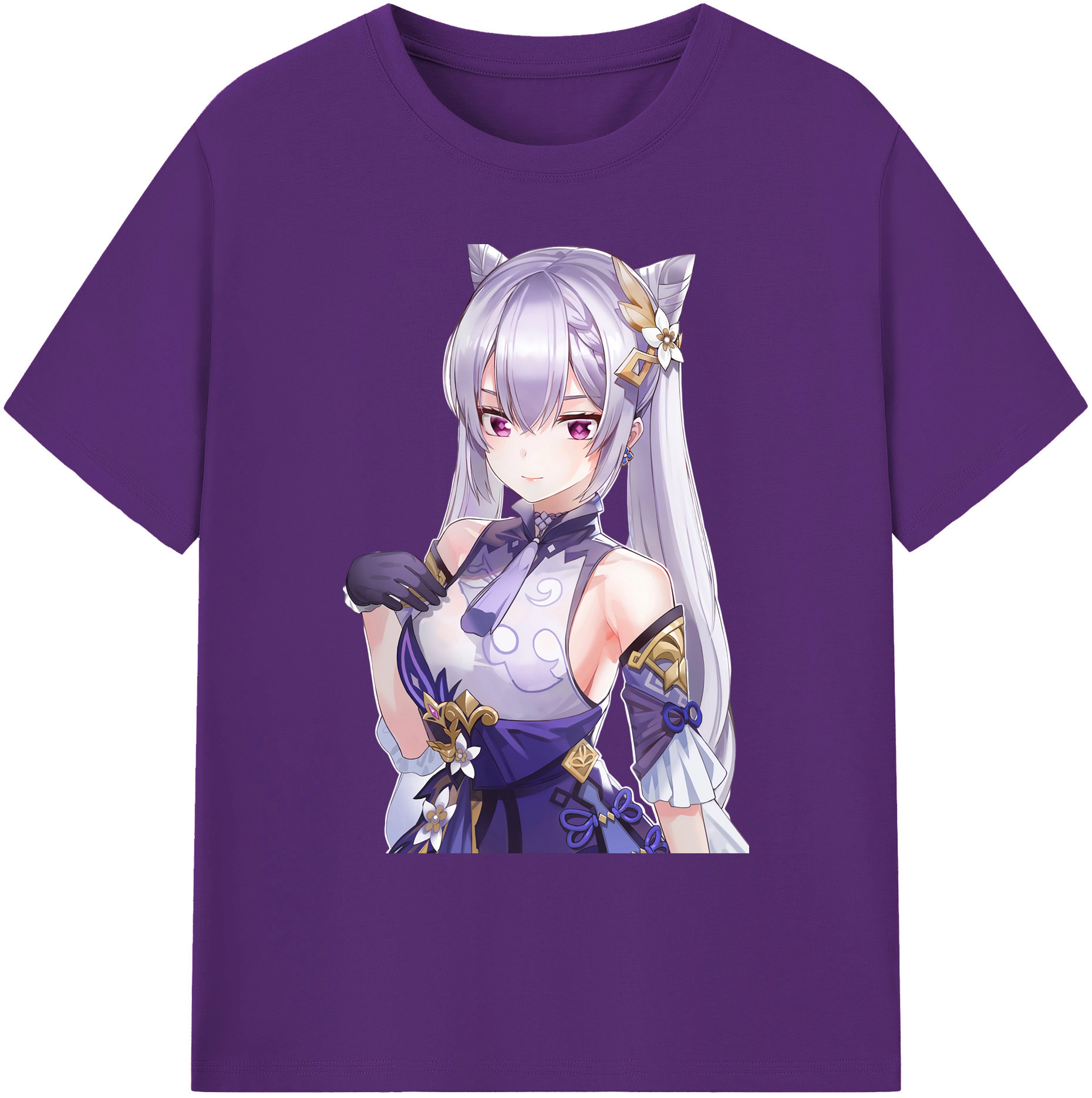 げんし神 刻晴 こくせい genshin Kokusei 綿100％ メンズ半袖Tシャツ｜肌触りやわらか＆通気性