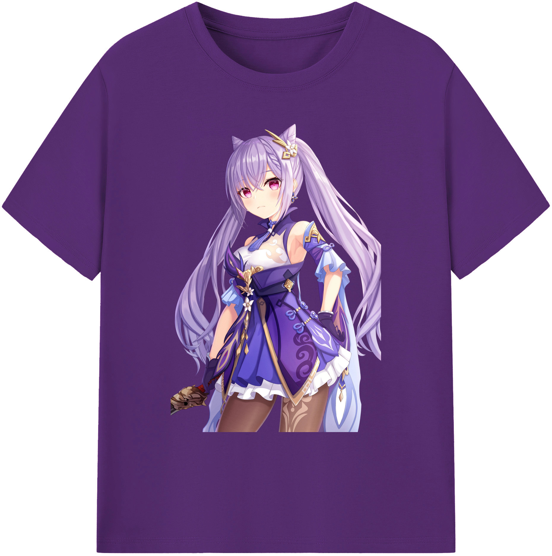 げんし神 刻晴 こくせい genshin Kokusei 綿100％ メンズ半袖Tシャツ｜肌触りやわらか＆通気性