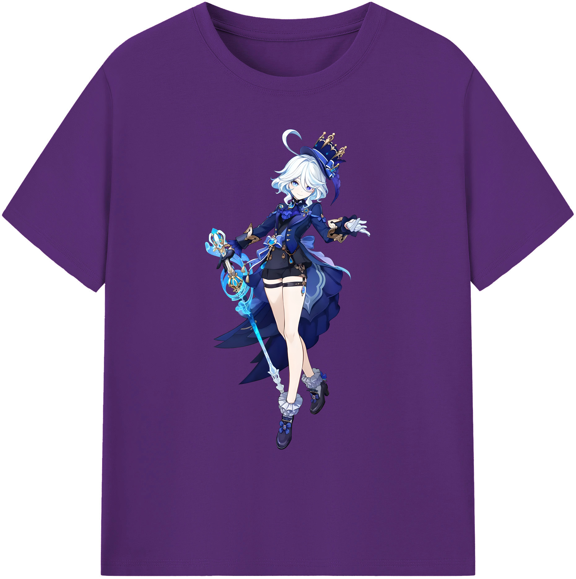 げんし神 フリーナ genshin Furina 綿100％ メンズ半袖Tシャツ｜肌触りやわらか＆通気性