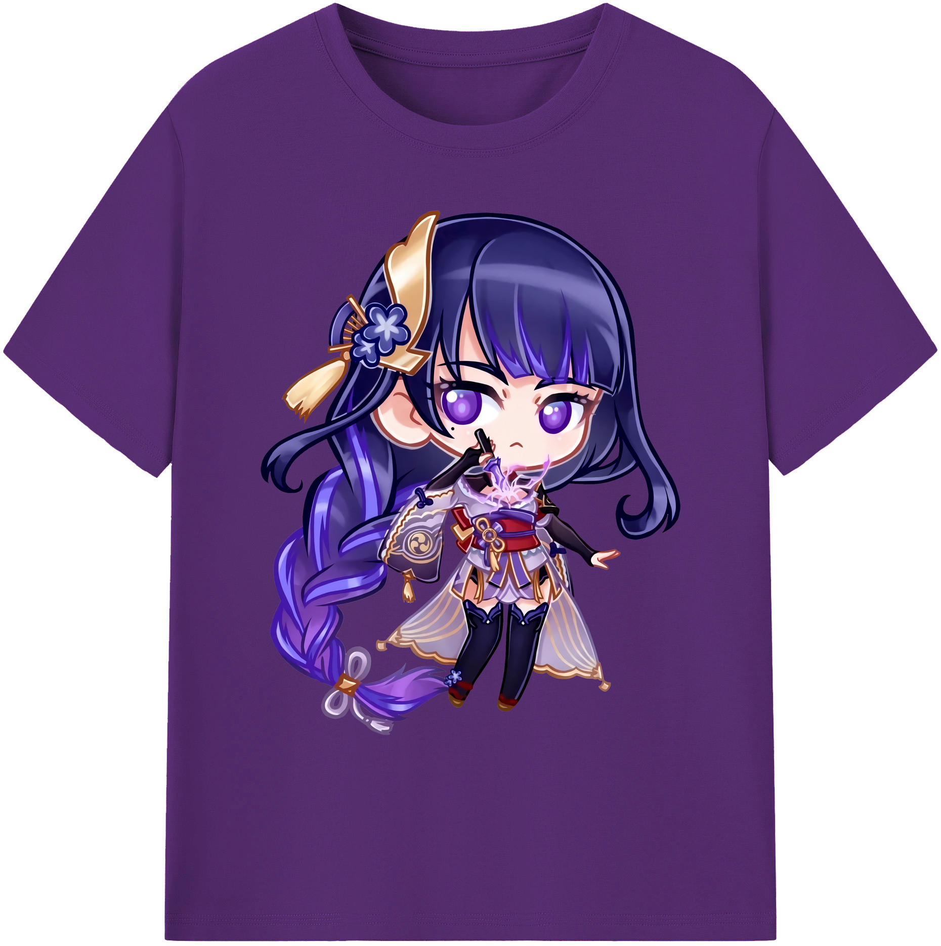 げんし神 雷電将軍 らいでんしょうぐん genshin Raiden Shogun 綿100％ メンズ半袖Tシャツ｜肌触りやわらか＆通気性