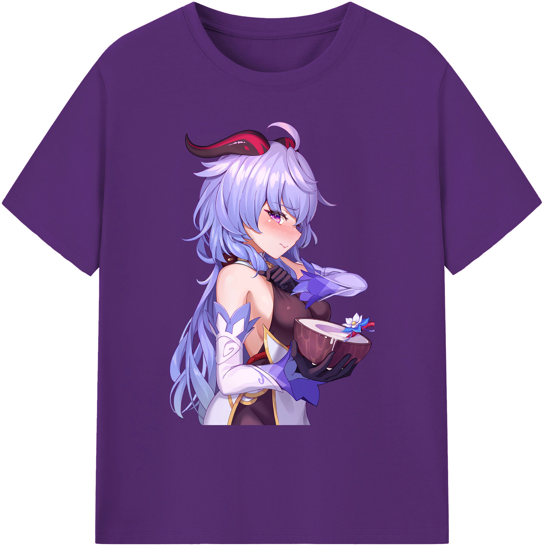 げんし神 甘雨 かんう genshin Ganyu 綿100％ メンズ半袖Tシャツ｜肌触りやわらか＆通気性