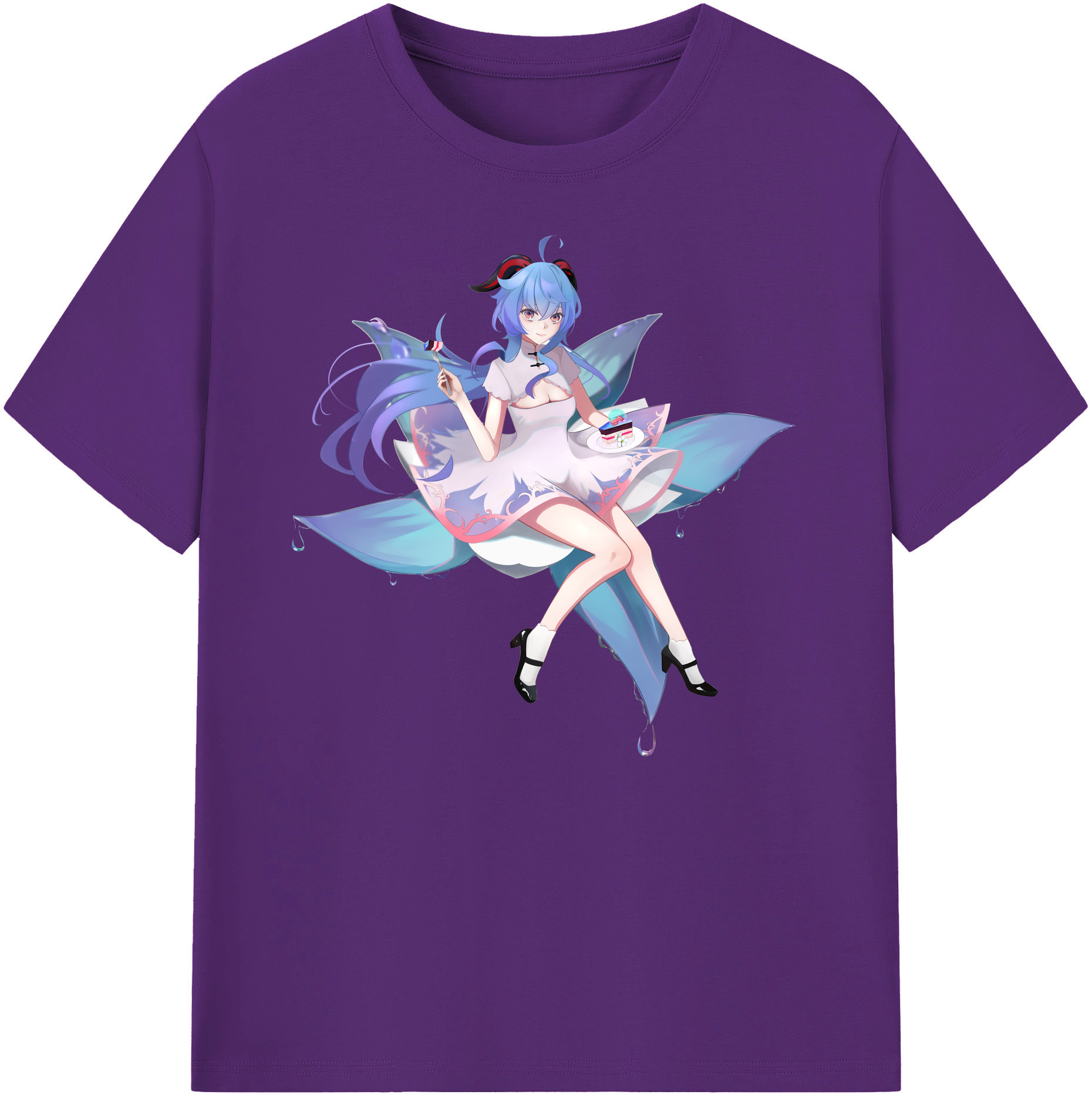 げんし神 甘雨 かんう genshin Ganyu 綿100％ メンズ半袖Tシャツ｜肌触りやわらか＆通気性
