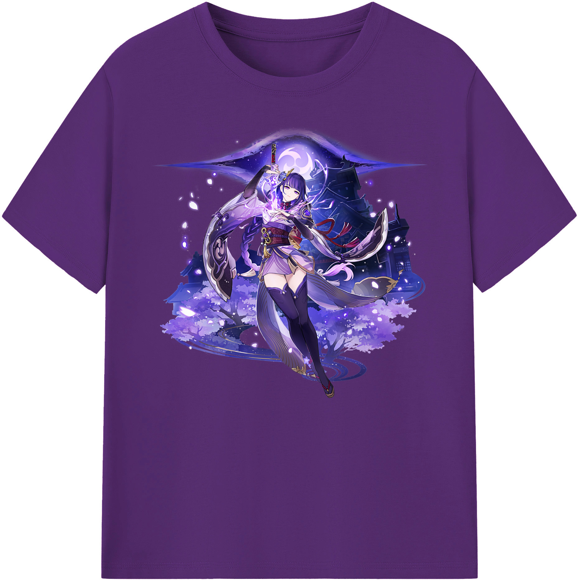 げんし神 雷電将軍 らいでんしょうぐん genshin Raiden Shogun 綿100％ メンズ半袖Tシャツ｜肌触りやわらか＆通気性