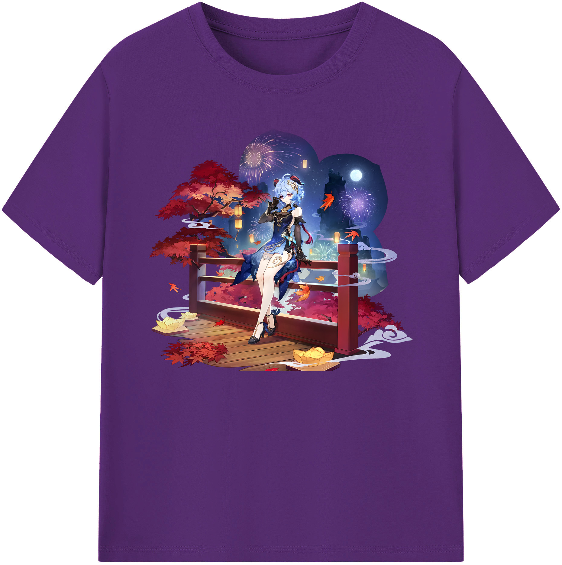 げんし神 甘雨 かんう genshin Ganyu 綿100％ メンズ半袖Tシャツ｜肌触りやわらか＆通気性