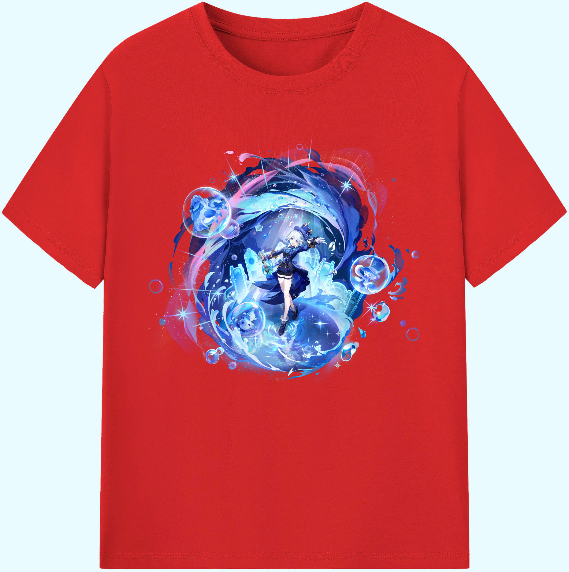 げんし神 フリーナ genshin Furina 綿100％ メンズ半袖Tシャツ｜肌触りやわらか＆通気性