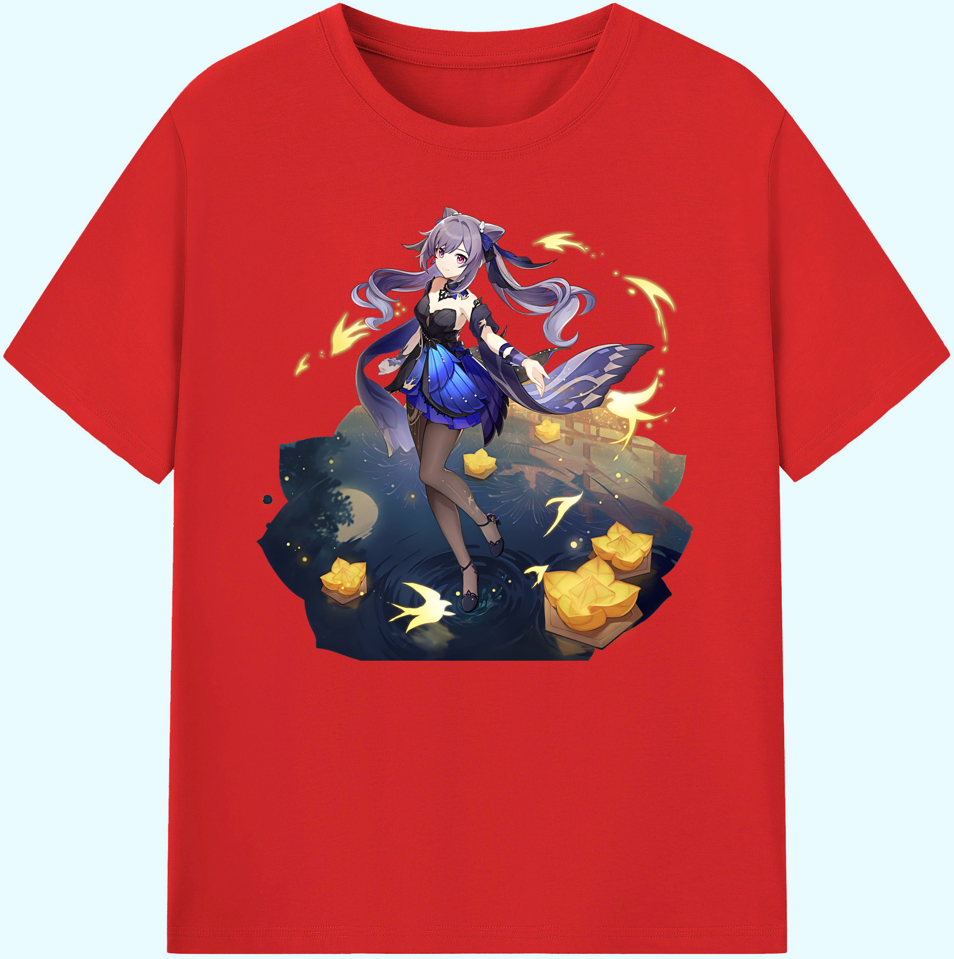 げんし神 刻晴 こくせい genshin Kokusei 綿100％ メンズ半袖Tシャツ｜肌触りやわらか＆通気性