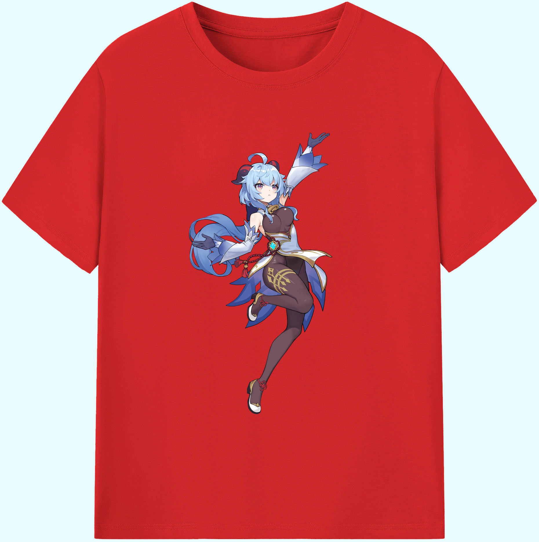 げんし神 甘雨 かんう genshin Ganyu 綿100％ メンズ半袖Tシャツ｜肌触りやわらか＆通気性