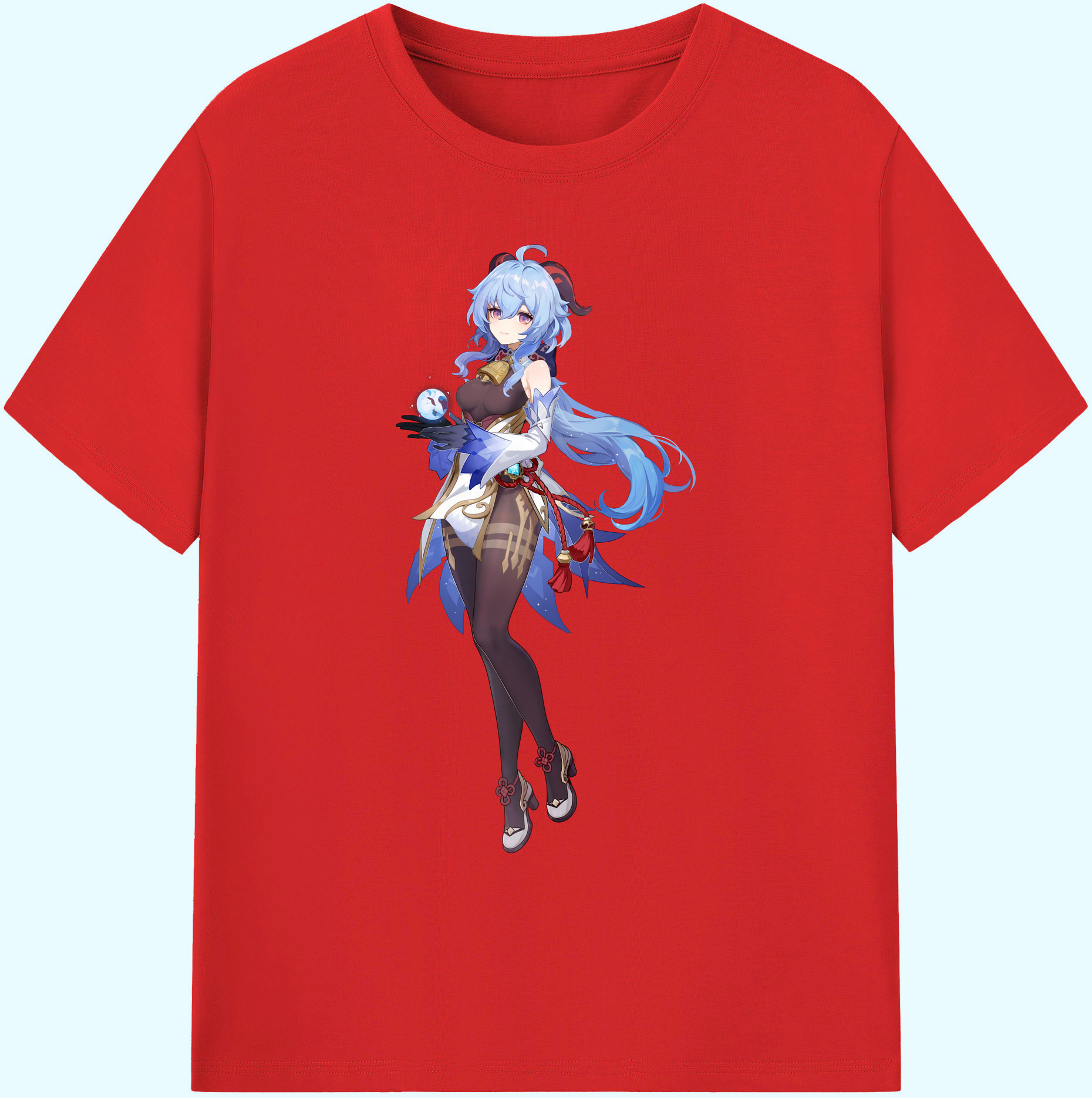 げんし神 甘雨 かんう genshin Ganyu 綿100％ メンズ半袖Tシャツ｜肌触りやわらか＆通気性