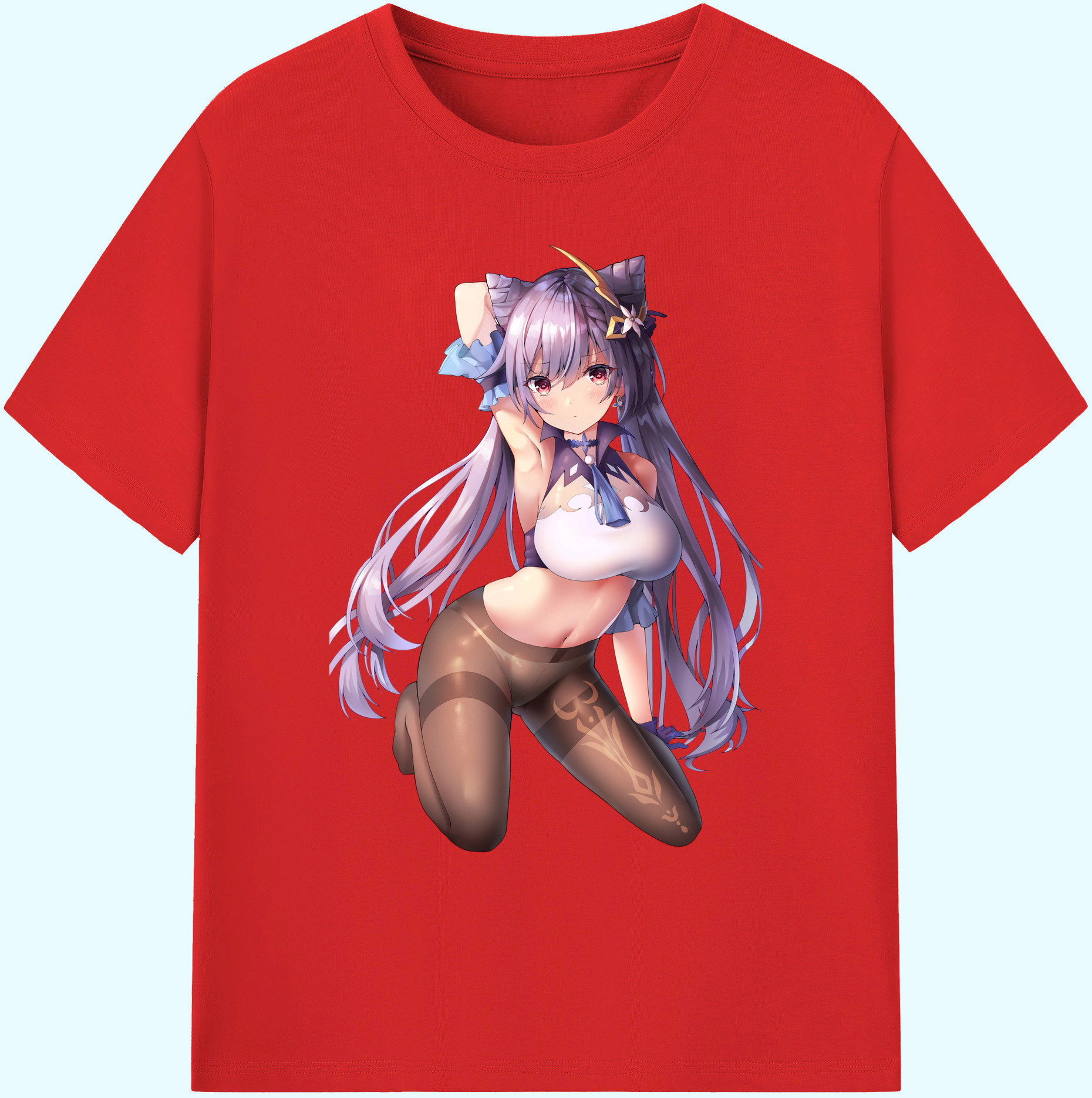 げんし神 刻晴 こくせい genshin Kokusei 綿100％ メンズ半袖Tシャツ｜肌触りやわらか＆通気性