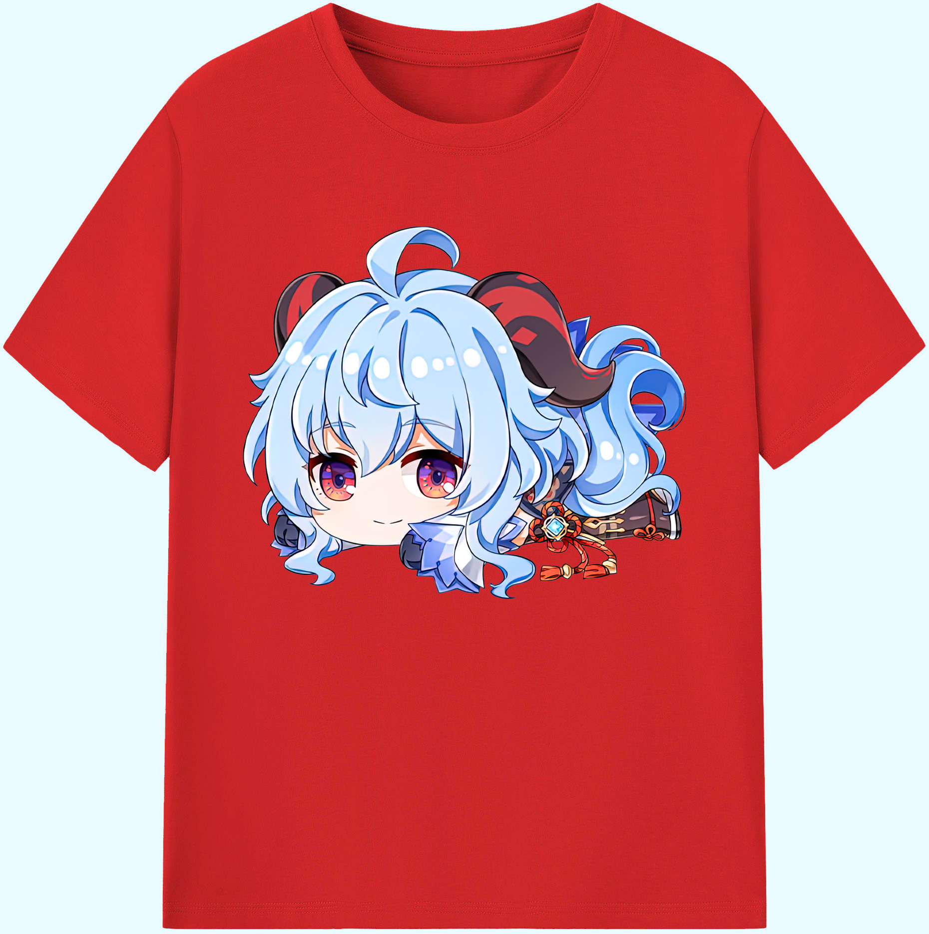 げんし神 甘雨 かんう genshin Ganyu 綿100％ メンズ半袖Tシャツ｜肌触りやわらか＆通気性