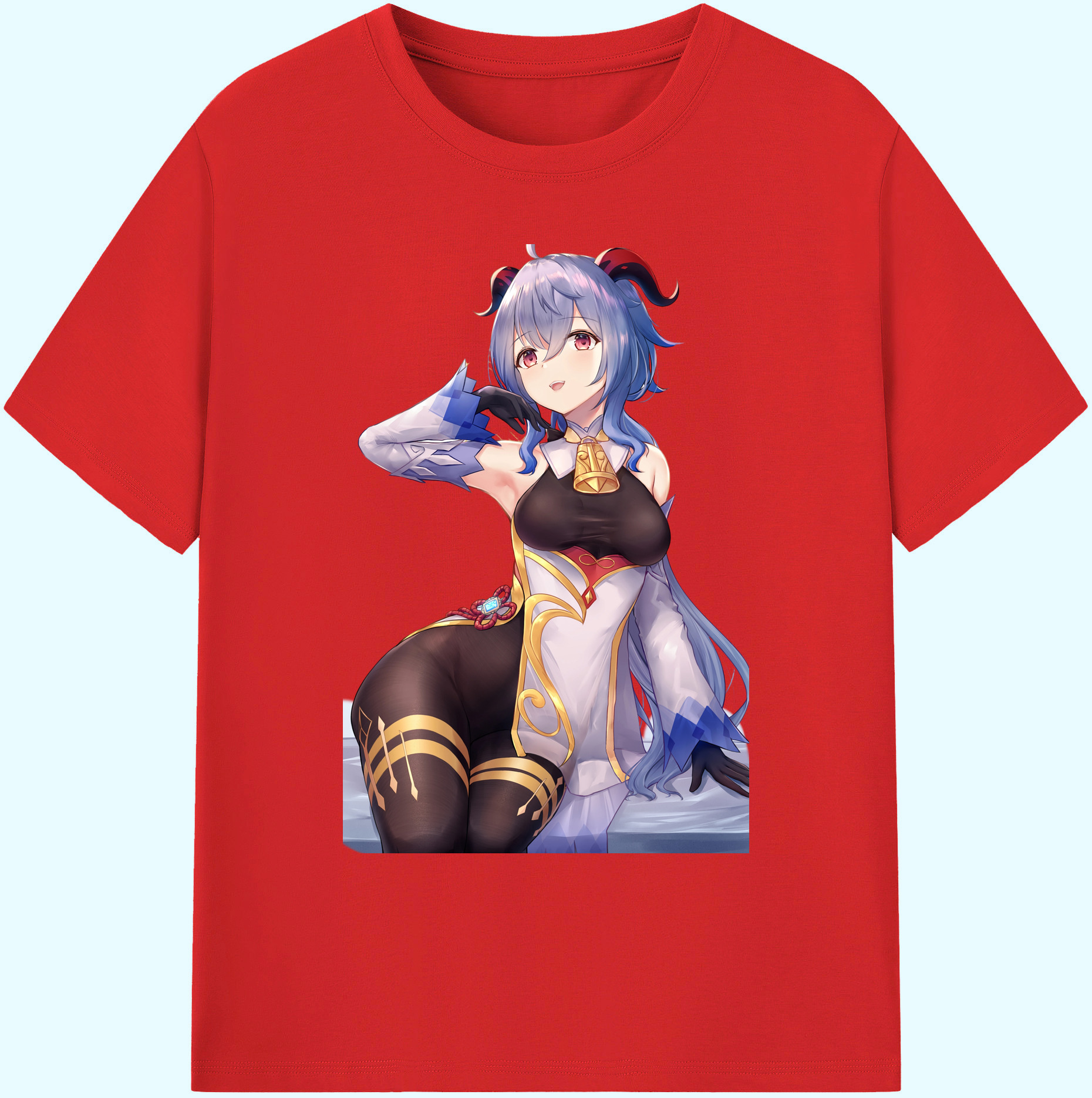 げんし神 甘雨 かんう genshin Ganyu 綿100％ メンズ半袖Tシャツ｜肌触りやわらか＆通気性