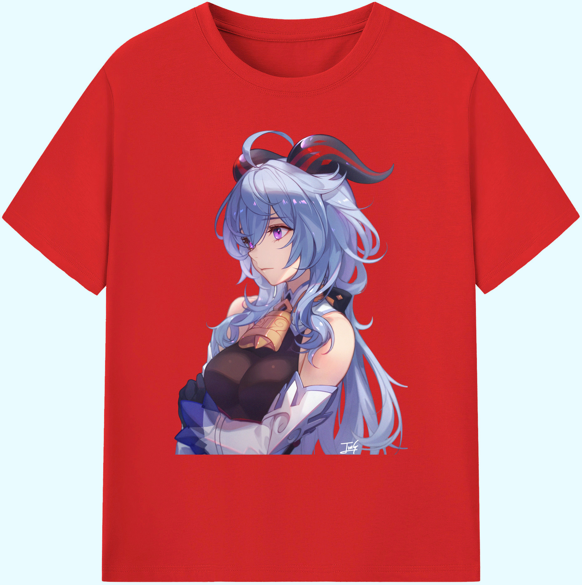 げんし神 甘雨 かんう genshin Ganyu 綿100％ メンズ半袖Tシャツ｜肌触りやわらか＆通気性