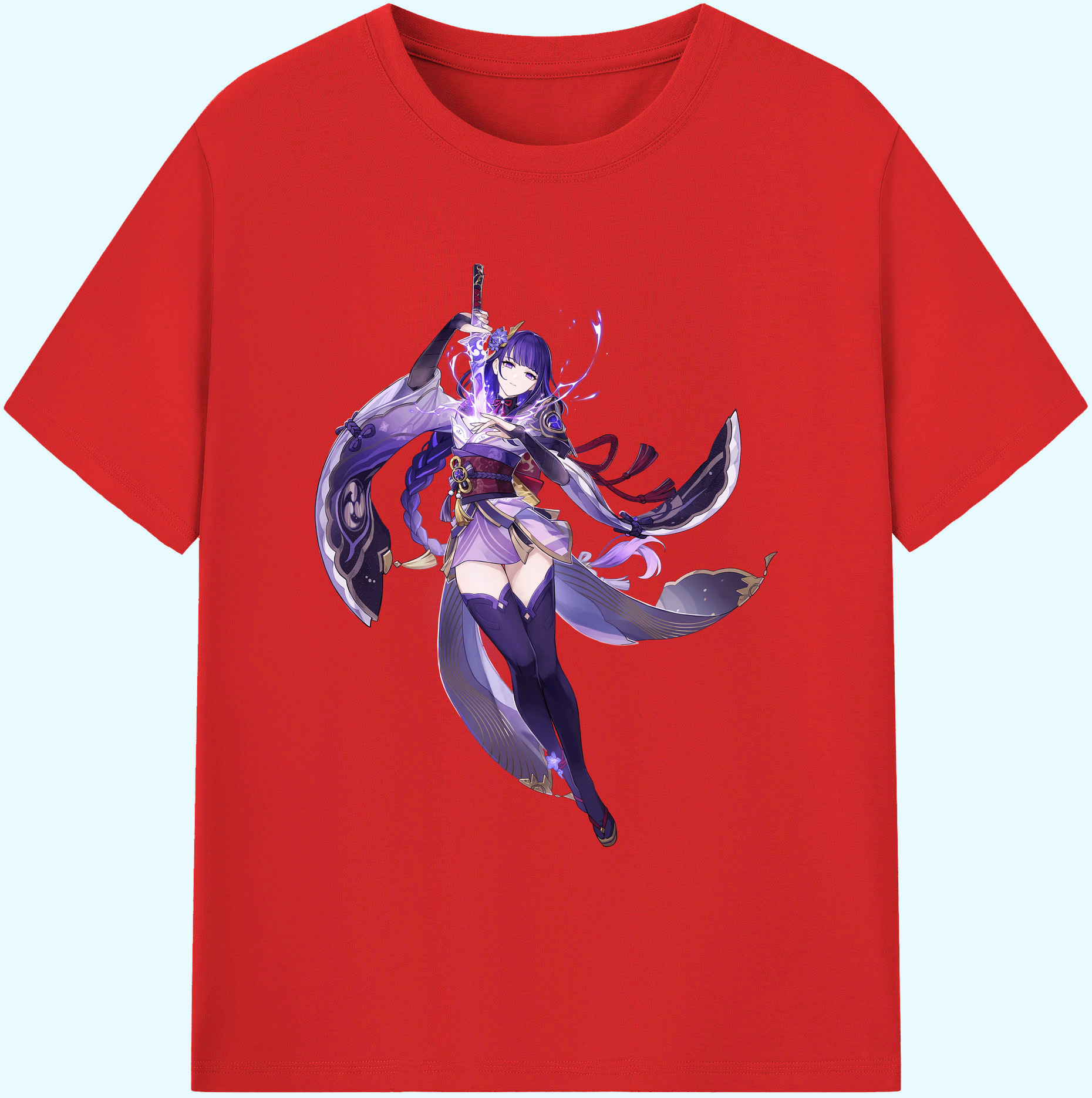げんし神 雷電将軍 らいでんしょうぐん genshin Raiden Shogun 綿100％ メンズ半袖Tシャツ｜肌触りやわらか＆通気性