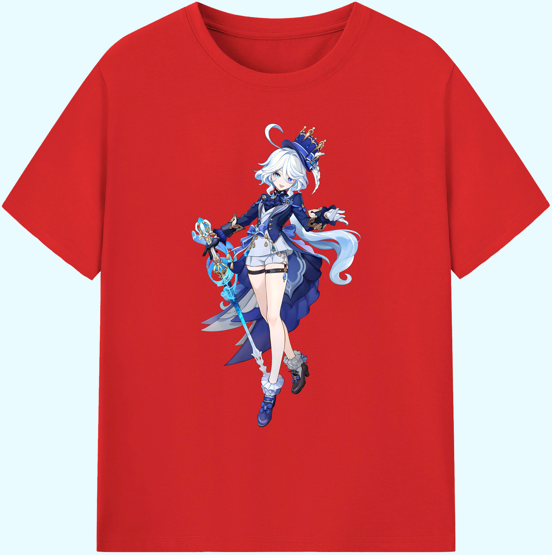 げんし神 フリーナ genshin Furina 綿100％ メンズ半袖Tシャツ｜肌触りやわらか＆通気性