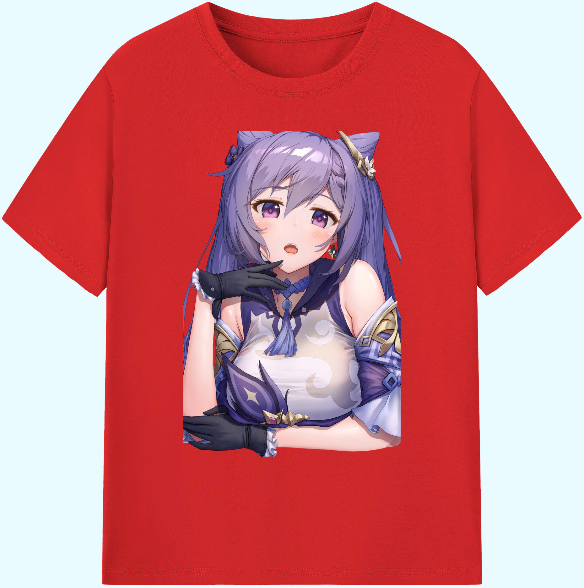 げんし神 刻晴 こくせい genshin Kokusei 綿100％ メンズ半袖Tシャツ｜肌触りやわらか＆通気性