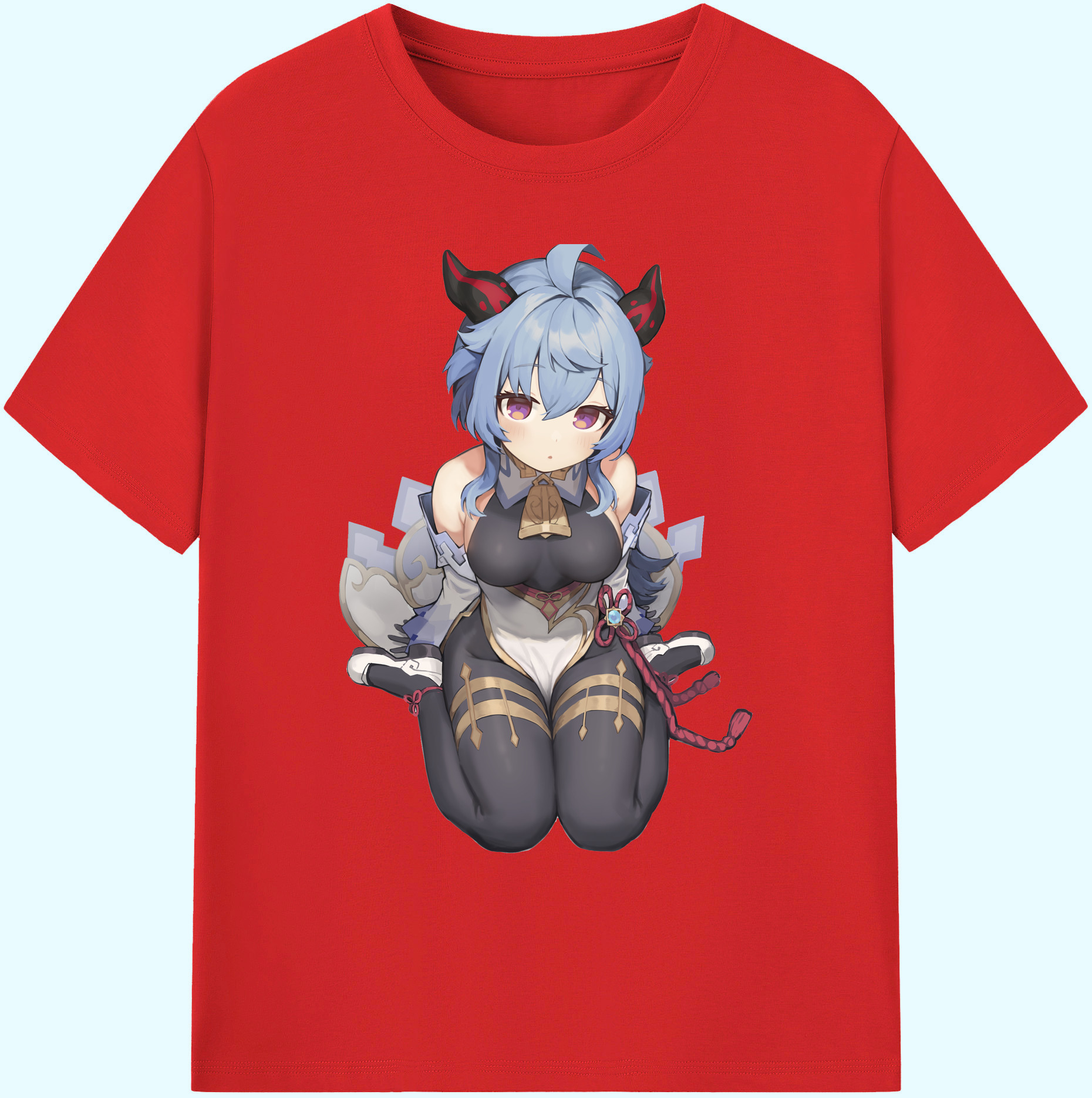 げんし神 甘雨 かんう genshin Ganyu 綿100％ メンズ半袖Tシャツ｜肌触りやわらか＆通気性
