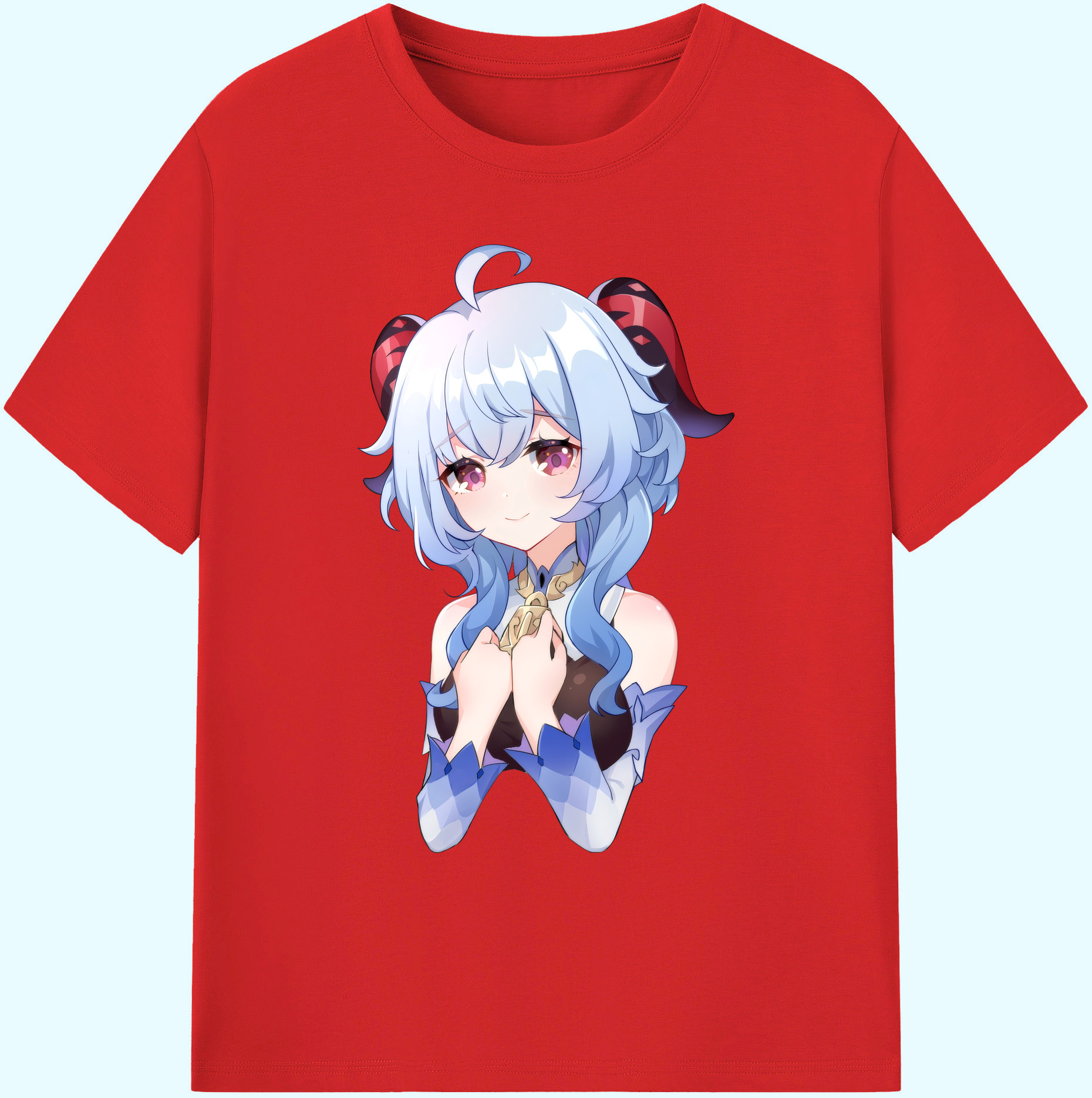 げんし神 甘雨 かんう genshin Ganyu 綿100％ メンズ半袖Tシャツ｜肌触りやわらか＆通気性