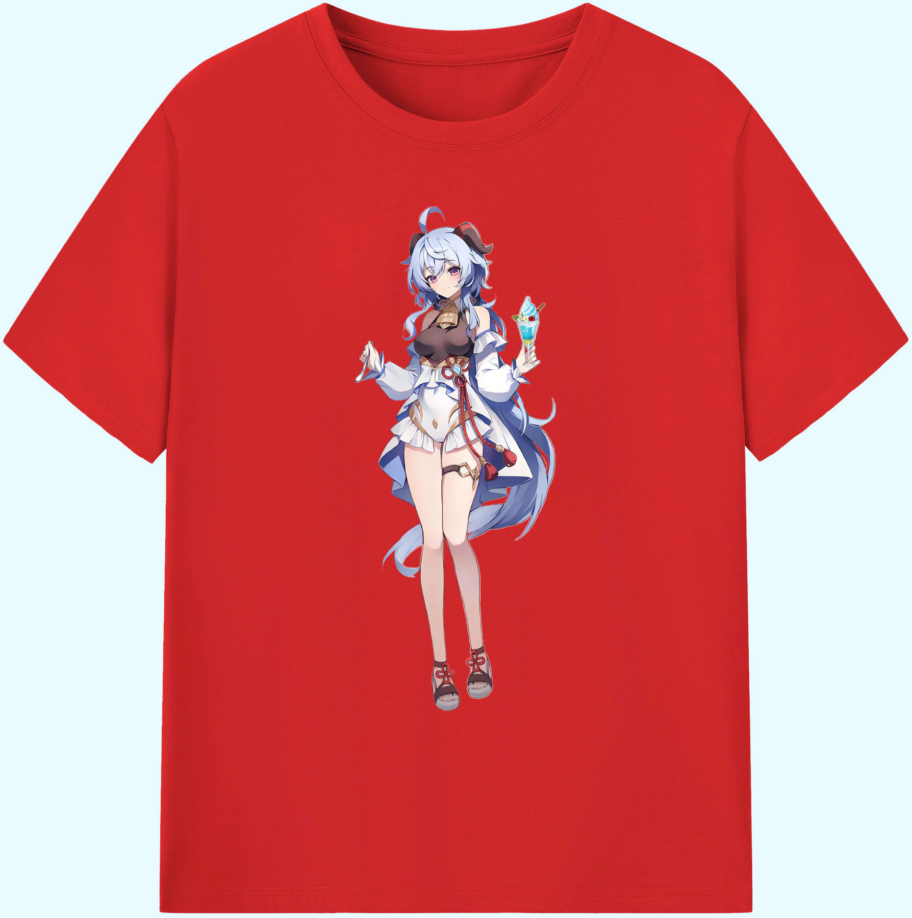 げんし神 甘雨 かんう genshin Ganyu 綿100％ メンズ半袖Tシャツ｜肌触りやわらか＆通気性
