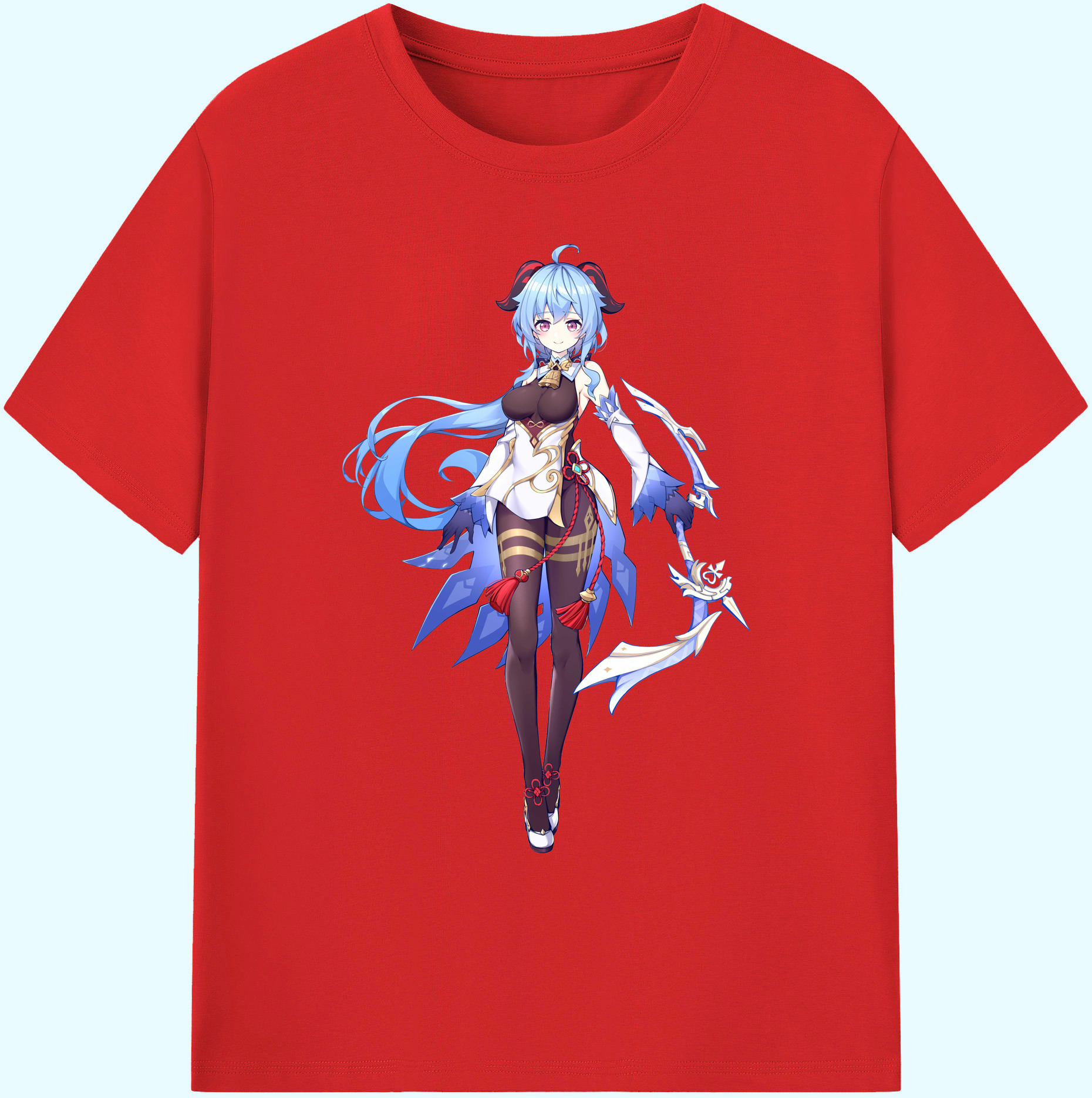 げんし神 甘雨 かんう genshin Ganyu 綿100％ メンズ半袖Tシャツ｜肌触りやわらか＆通気性