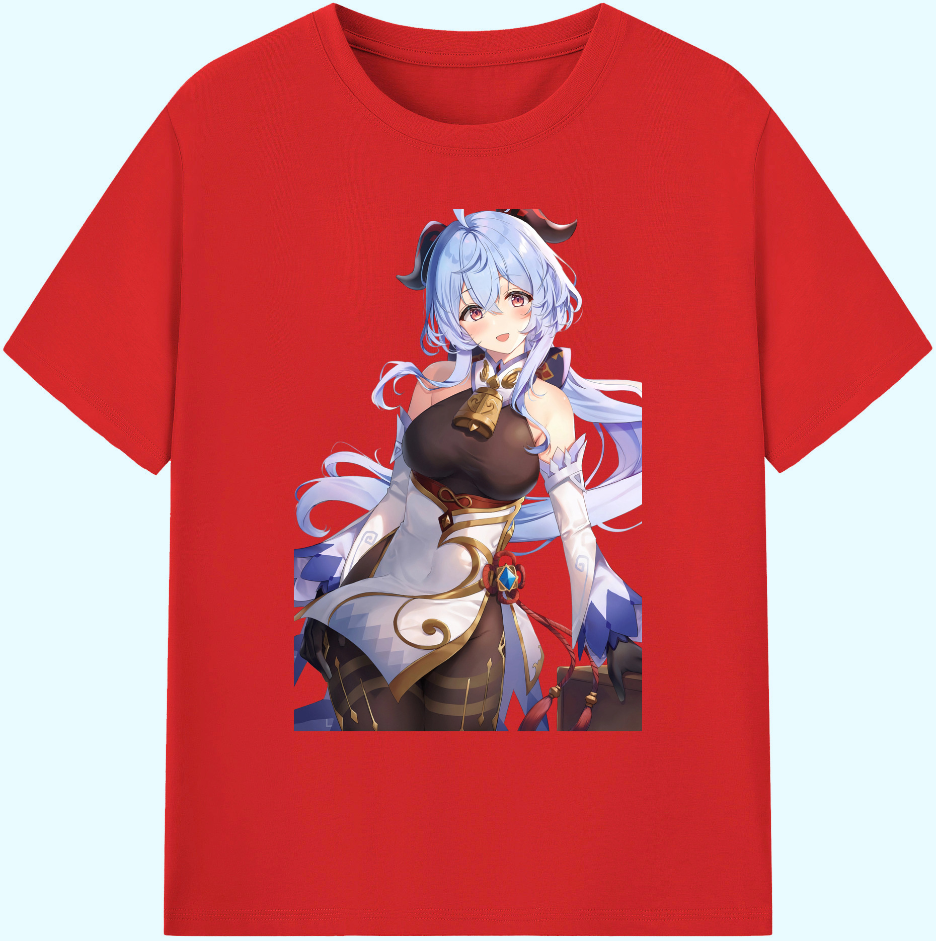 げんし神 甘雨 かんう genshin Ganyu 綿100％ メンズ半袖Tシャツ｜肌触りやわらか＆通気性