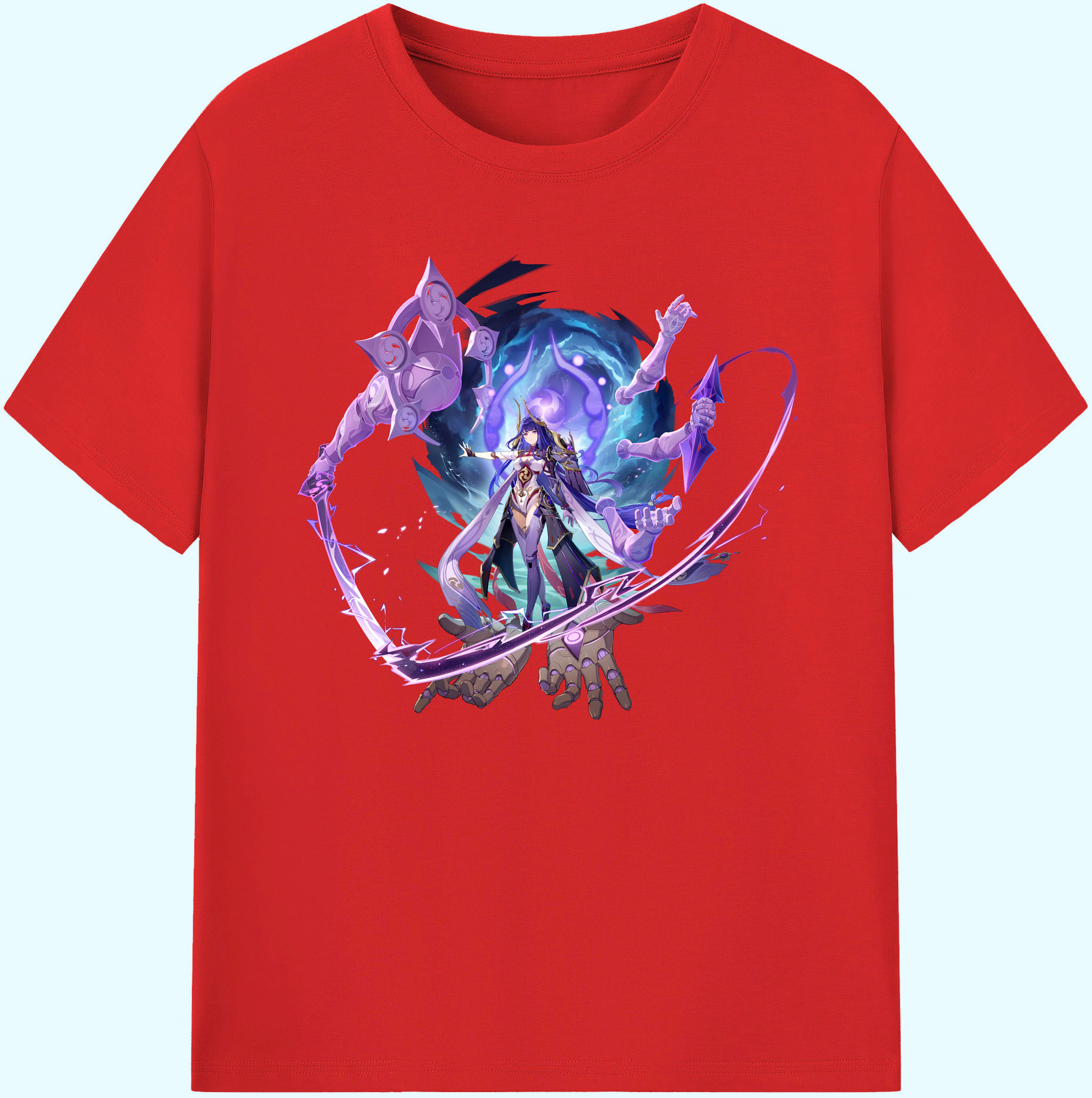 げんし神 雷電将軍 らいでんしょうぐん genshin Raiden Shogun 綿100％ メンズ半袖Tシャツ｜肌触りやわらか＆通気性
