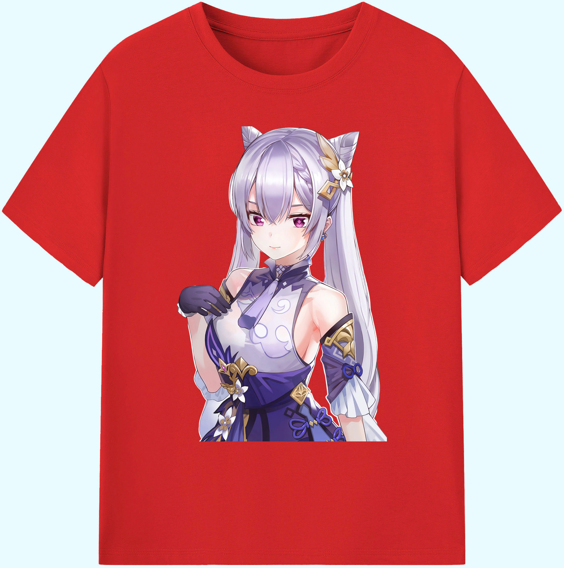 げんし神 刻晴 こくせい genshin Kokusei 綿100％ メンズ半袖Tシャツ｜肌触りやわらか＆通気性