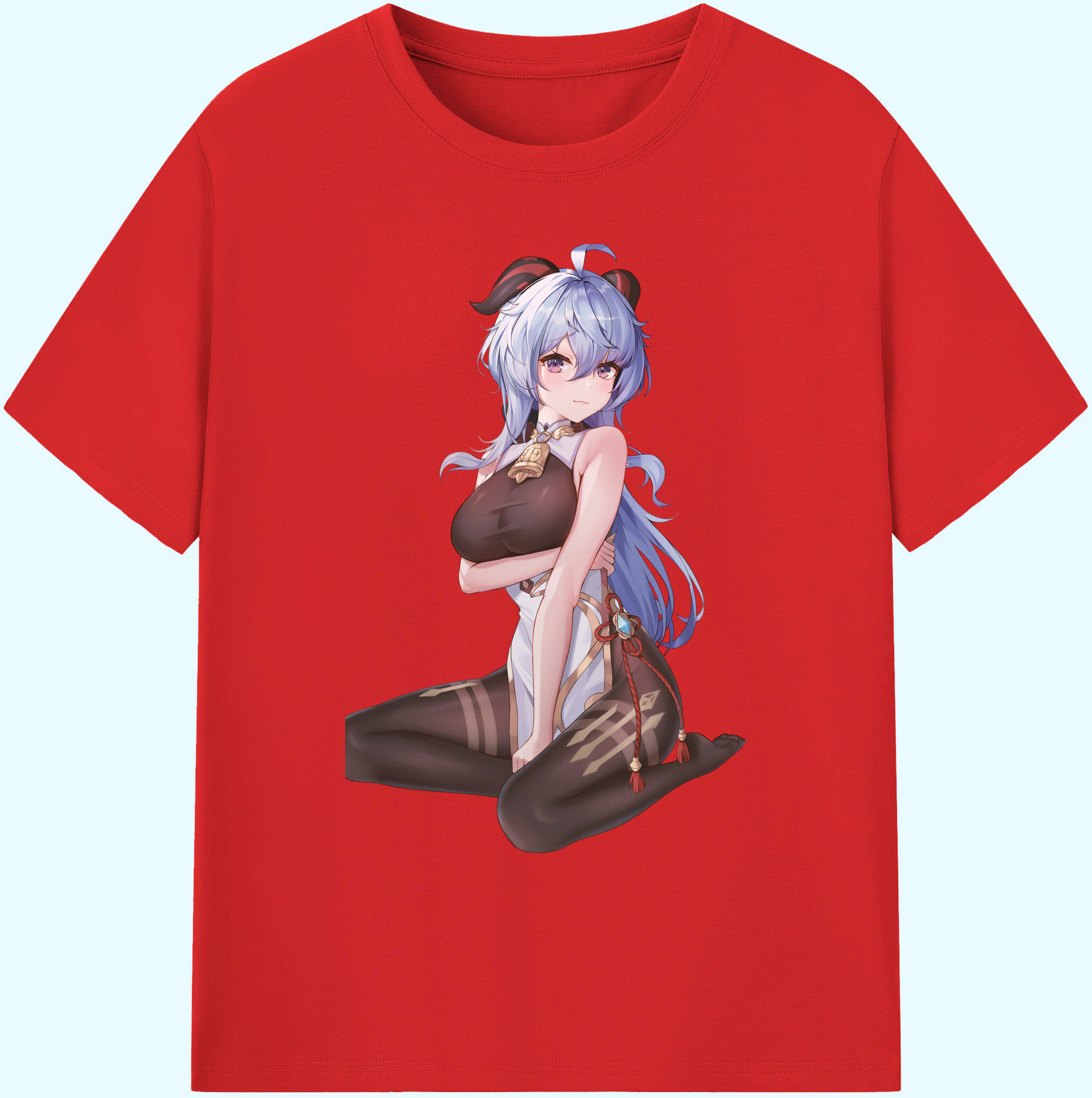 げんし神 甘雨 かんう genshin Ganyu 綿100％ メンズ半袖Tシャツ｜肌触りやわらか＆通気性