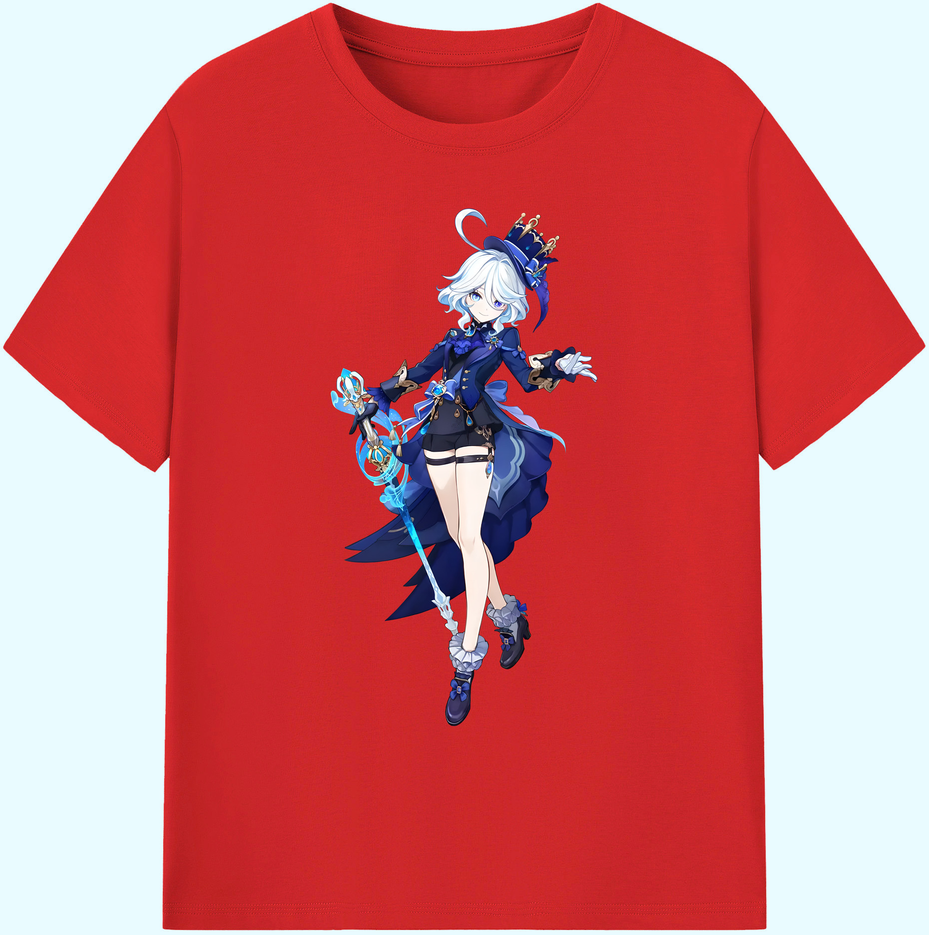 げんし神 フリーナ genshin Furina 綿100％ メンズ半袖Tシャツ｜肌触りやわらか＆通気性