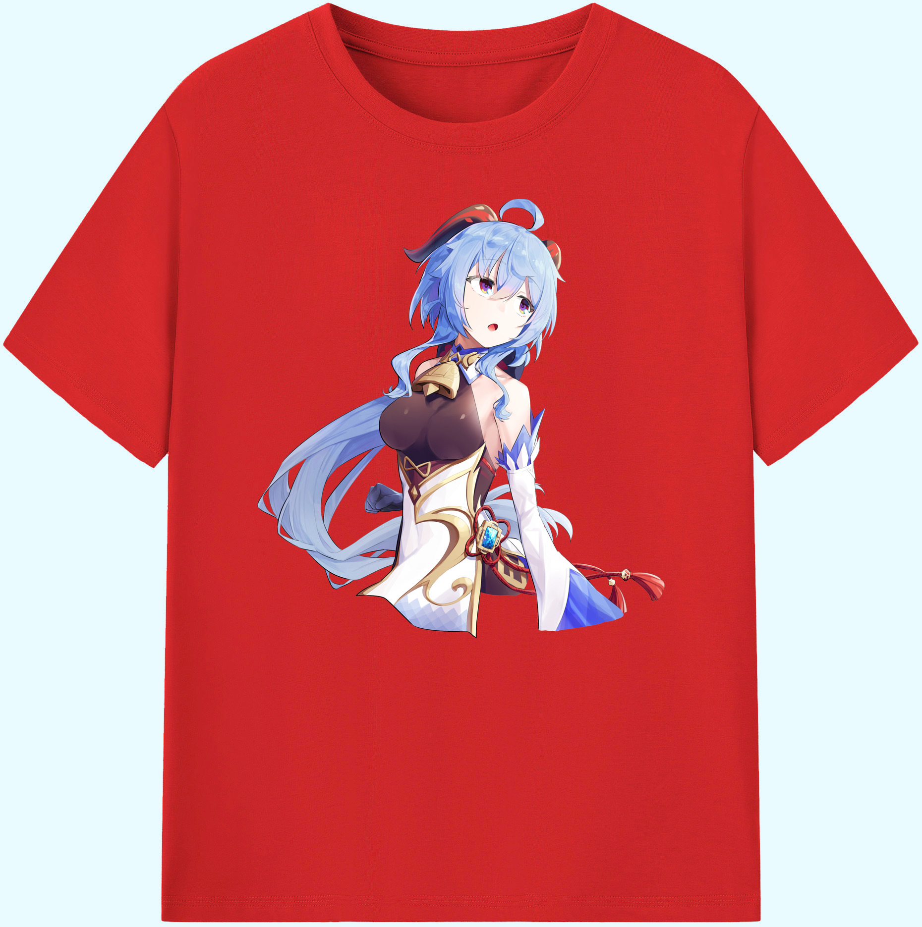 げんし神 甘雨 かんう genshin Ganyu 綿100％ メンズ半袖Tシャツ｜肌触りやわらか＆通気性