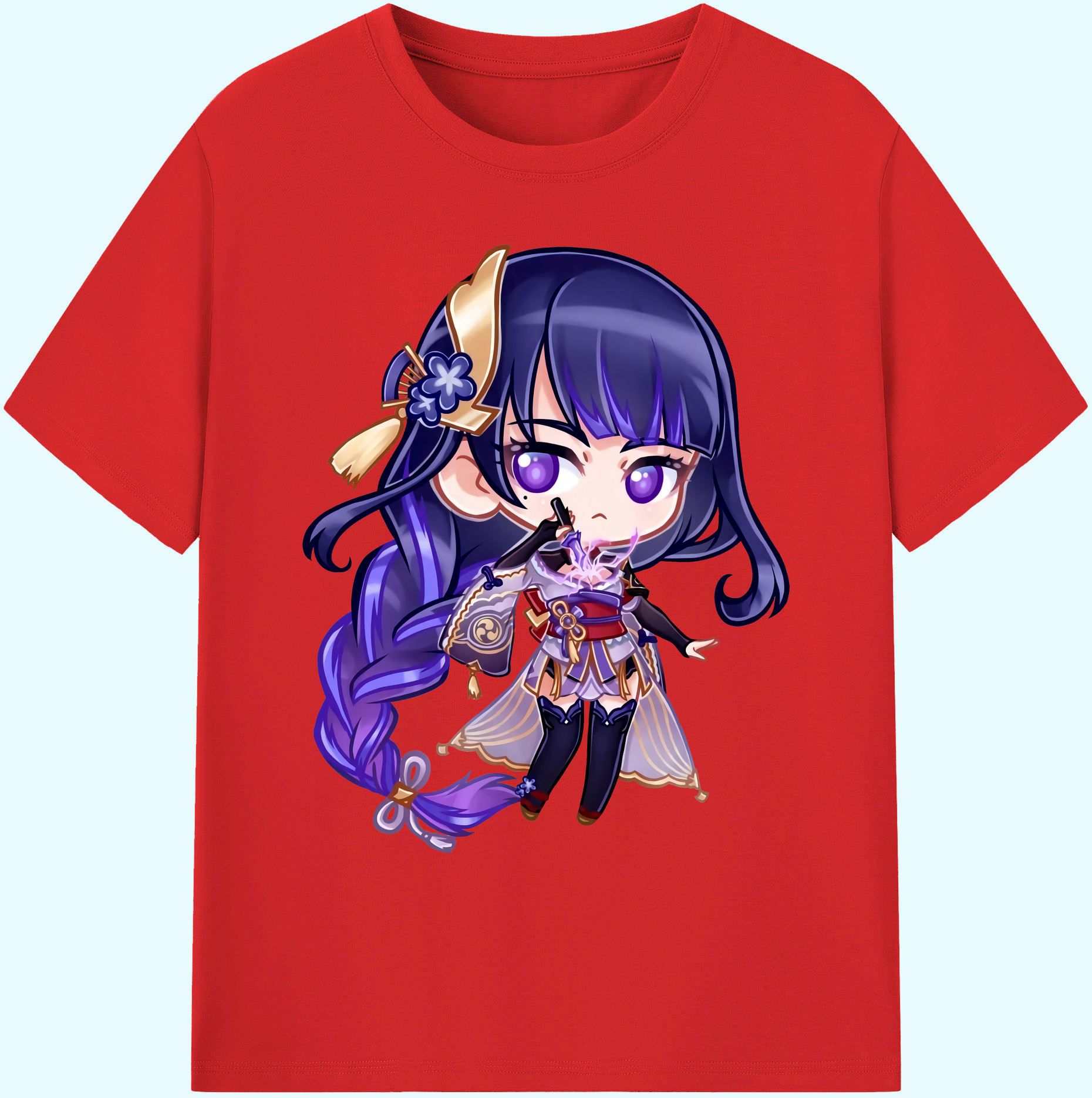 げんし神 雷電将軍 らいでんしょうぐん genshin Raiden Shogun 綿100％ メンズ半袖Tシャツ｜肌触りやわらか＆通気性