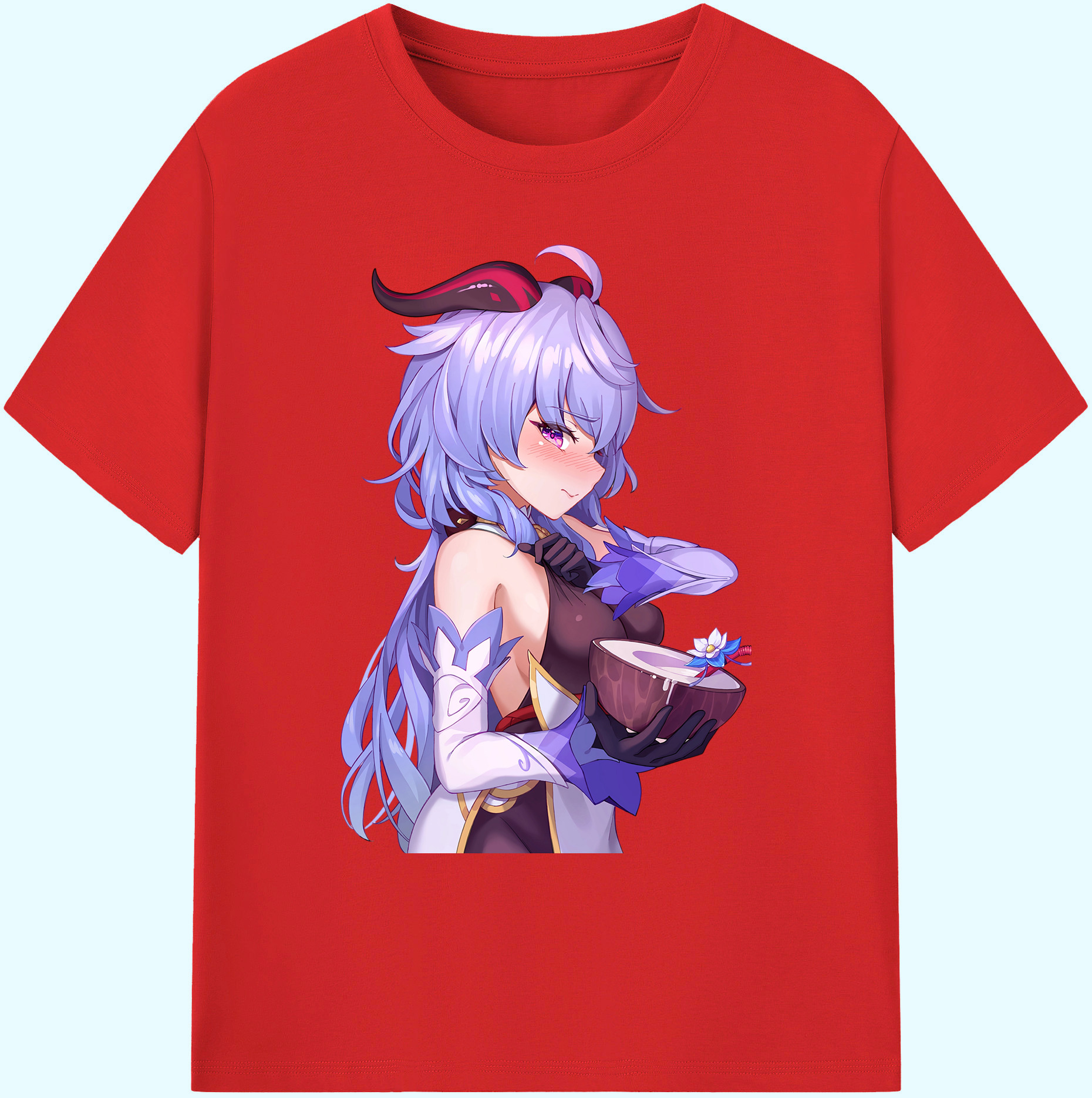 げんし神 甘雨 かんう genshin Ganyu 綿100％ メンズ半袖Tシャツ｜肌触りやわらか＆通気性