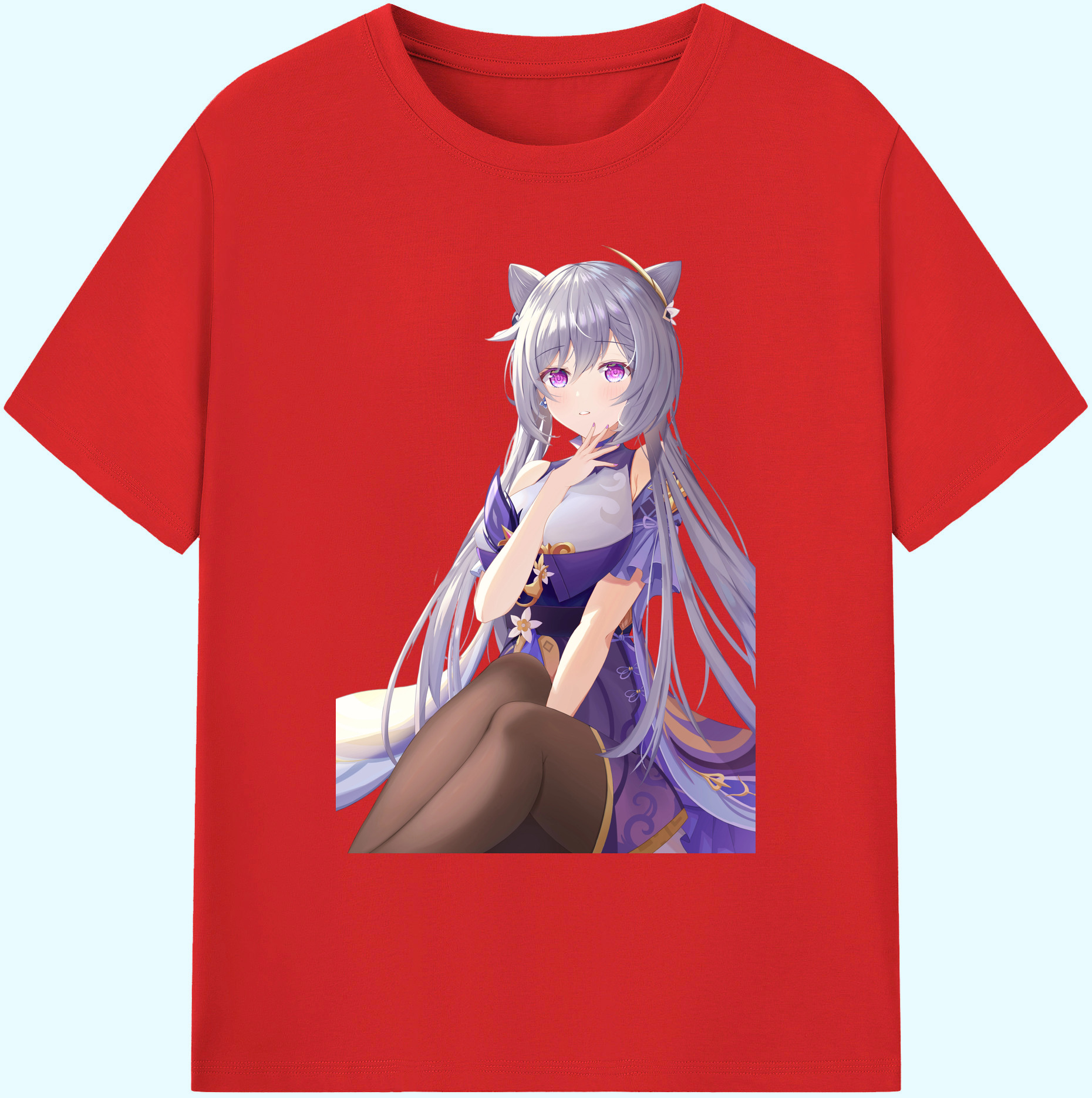げんし神 刻晴 こくせい genshin Kokusei 綿100％ メンズ半袖Tシャツ｜肌触りやわらか＆通気性
