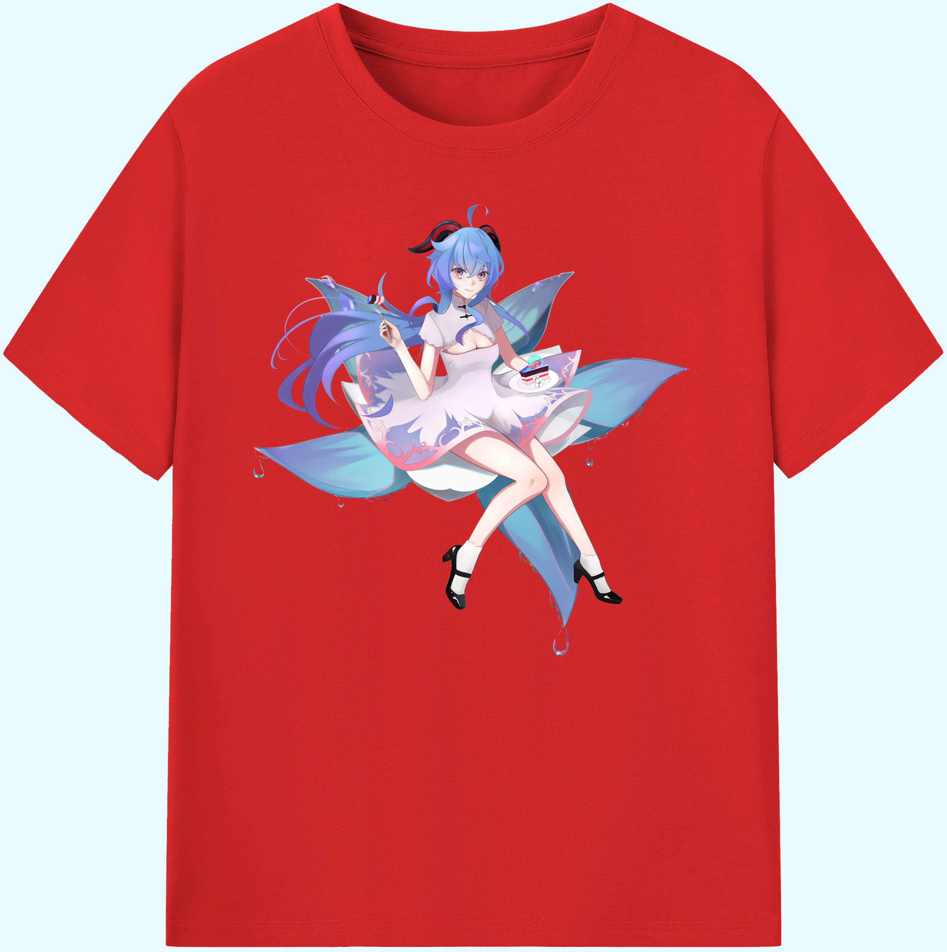 げんし神 甘雨 かんう genshin Ganyu 綿100％ メンズ半袖Tシャツ｜肌触りやわらか＆通気性