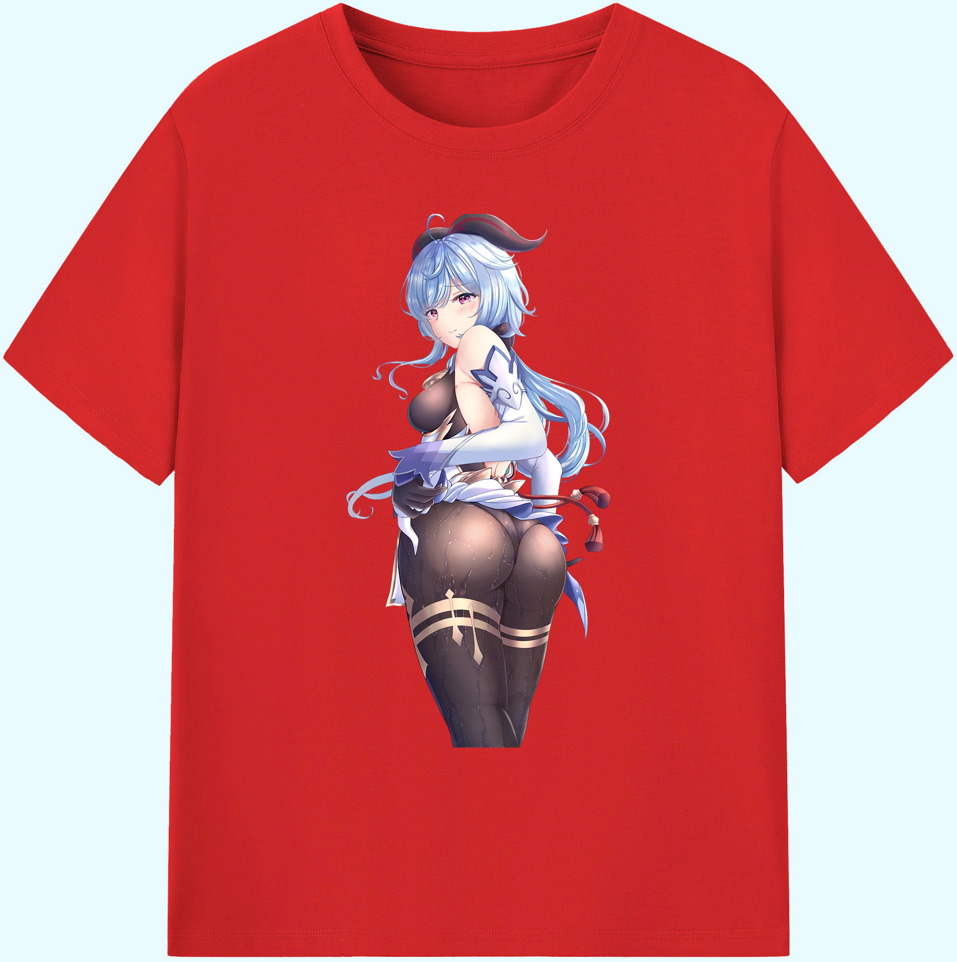 げんし神 甘雨 かんう genshin Ganyu 綿100％ メンズ半袖Tシャツ｜肌触りやわらか＆通気性