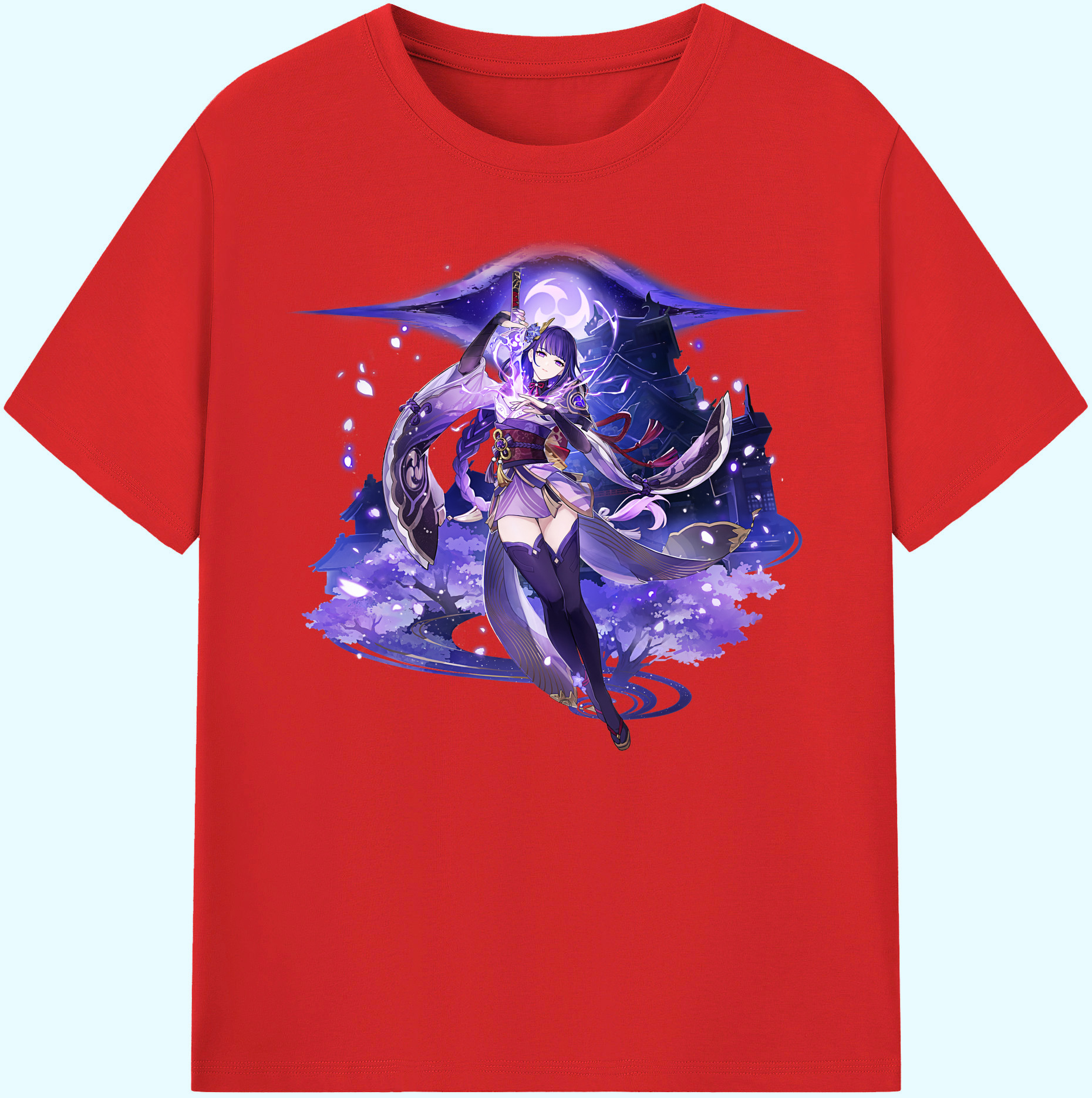 げんし神 雷電将軍 らいでんしょうぐん genshin Raiden Shogun 綿100％ メンズ半袖Tシャツ｜肌触りやわらか＆通気性