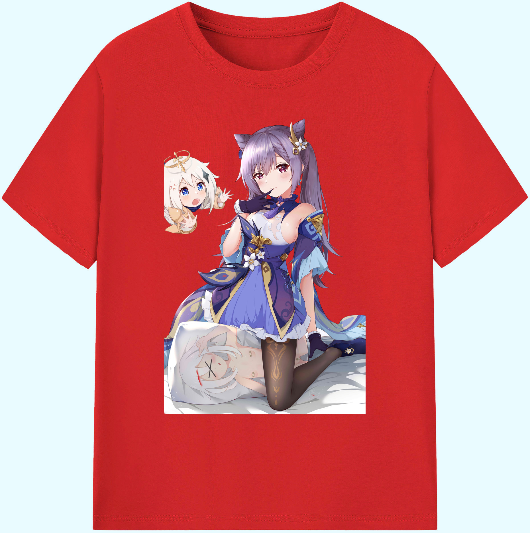 げんし神 刻晴 こくせい genshin Kokusei 綿100％ メンズ半袖Tシャツ｜肌触りやわらか＆通気性