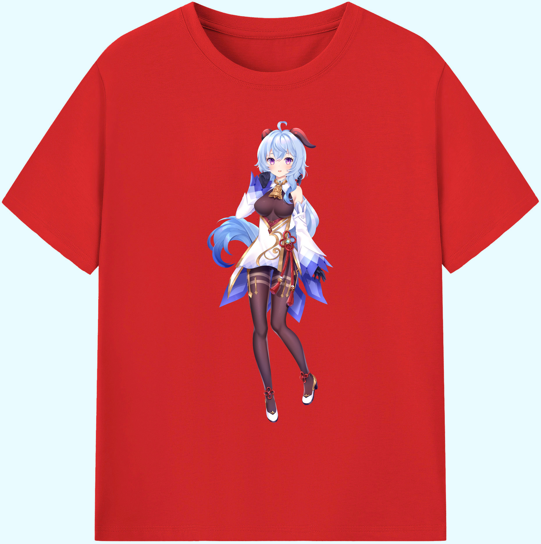 げんし神 甘雨 かんう genshin Ganyu 綿100％ メンズ半袖Tシャツ｜肌触りやわらか＆通気性