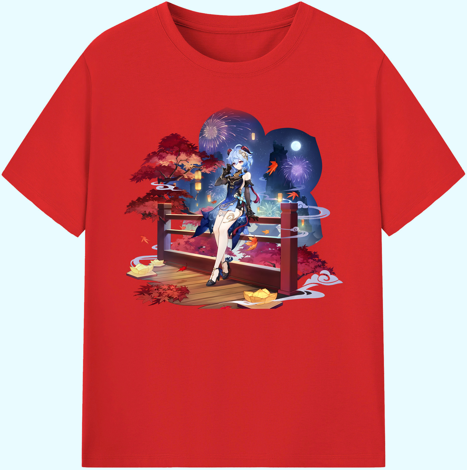 げんし神 甘雨 かんう genshin Ganyu 綿100％ メンズ半袖Tシャツ｜肌触りやわらか＆通気性
