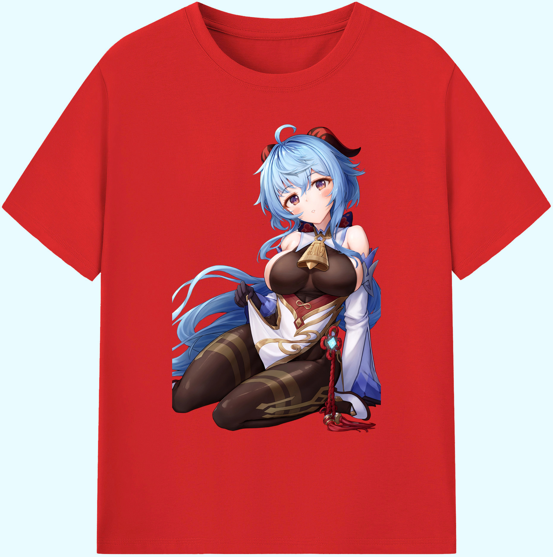 げんし神 甘雨 かんう genshin Ganyu 綿100％ メンズ半袖Tシャツ｜肌触りやわらか＆通気性