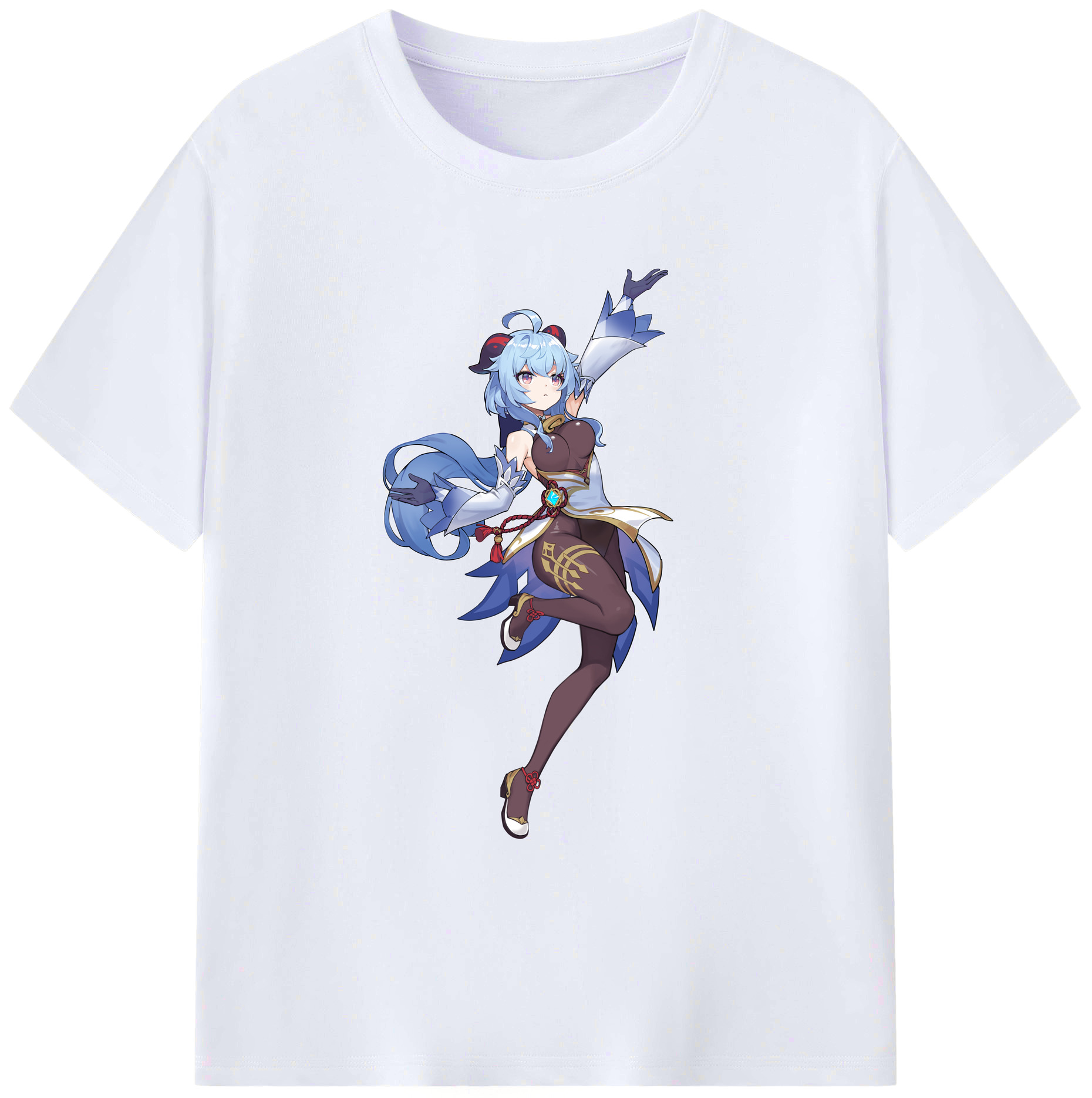 げんし神 甘雨 かんう genshin Ganyu 綿100％ メンズ半袖Tシャツ｜肌触りやわらか＆通気性