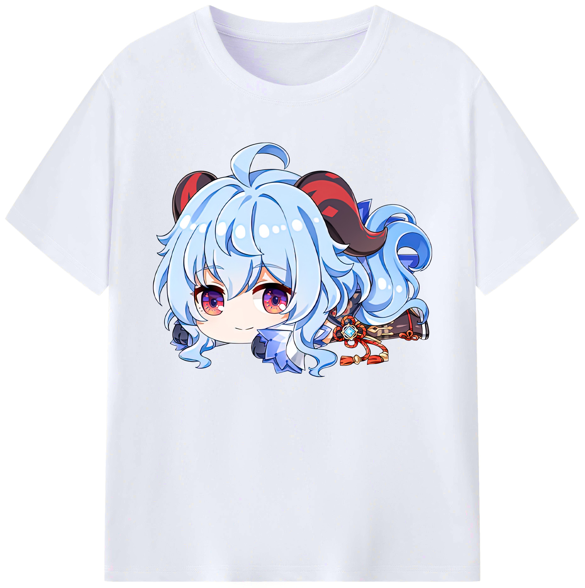 げんし神 甘雨 かんう genshin Ganyu 綿100％ メンズ半袖Tシャツ｜肌触りやわらか＆通気性