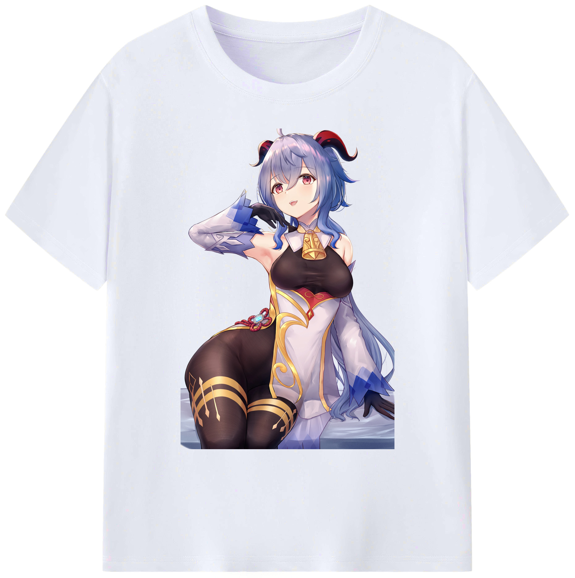 げんし神 甘雨 かんう genshin Ganyu 綿100％ メンズ半袖Tシャツ｜肌触りやわらか＆通気性