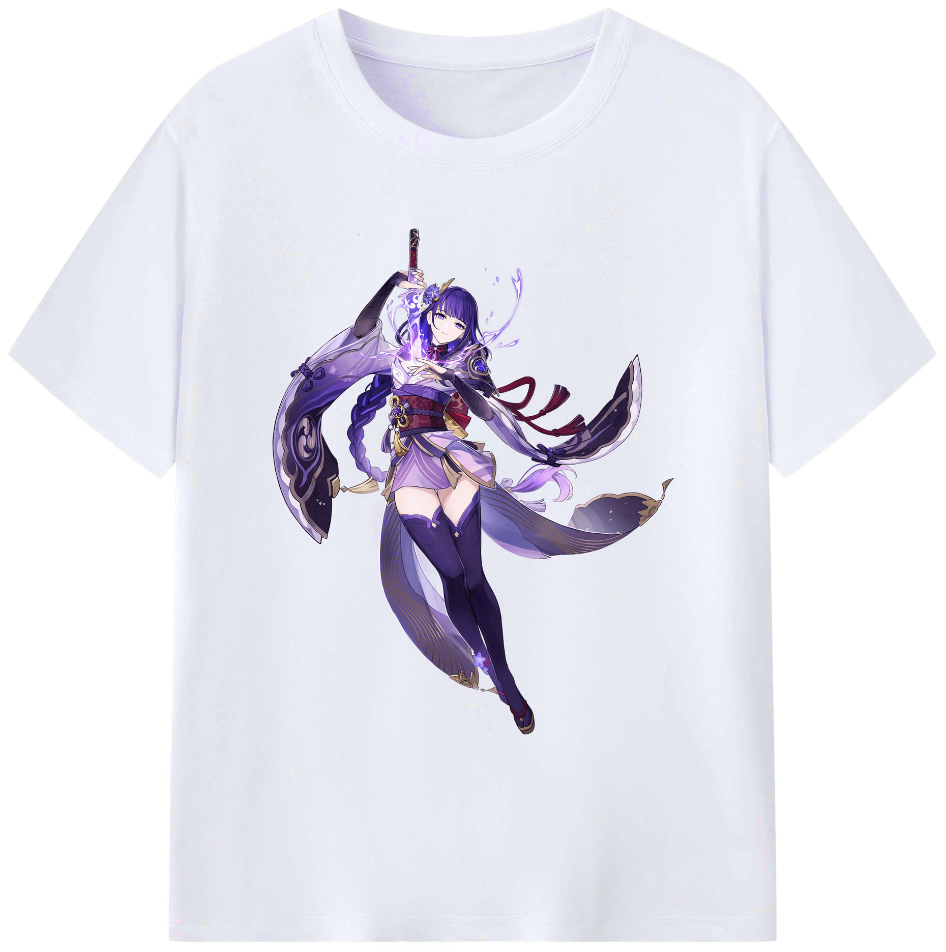 げんし神 雷電将軍 らいでんしょうぐん genshin Raiden Shogun 綿100％ メンズ半袖Tシャツ｜肌触りやわらか＆通気性