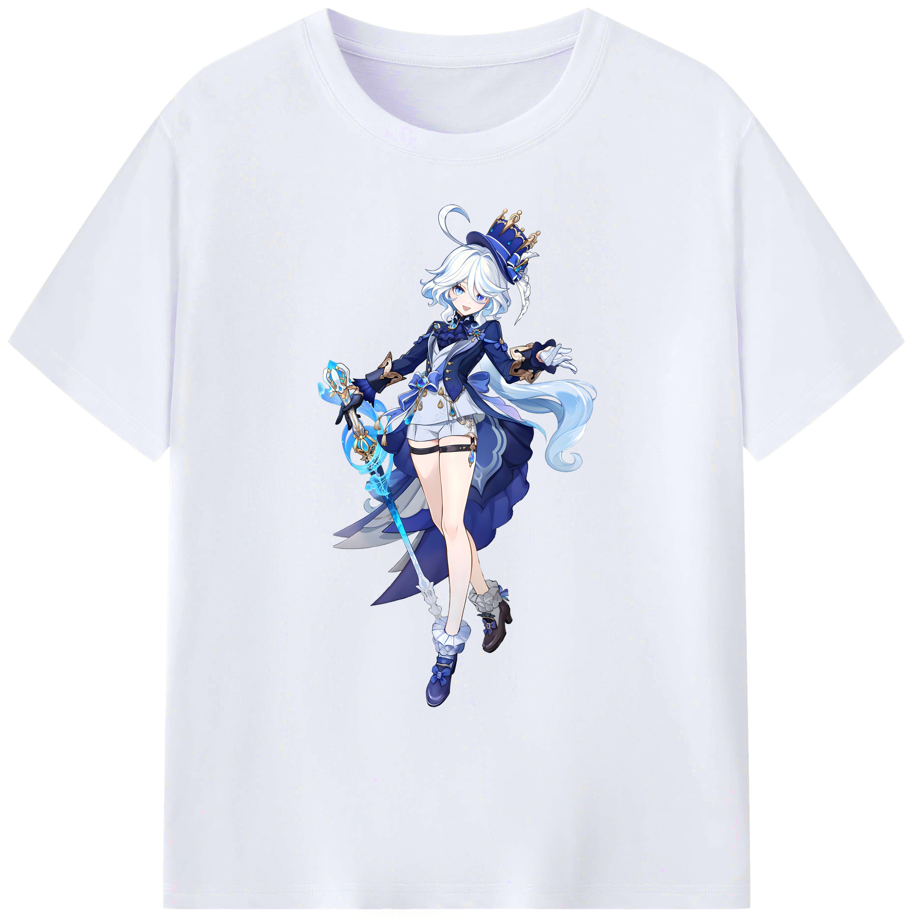 げんし神 フリーナ genshin Furina 綿100％ メンズ半袖Tシャツ｜肌触りやわらか＆通気性