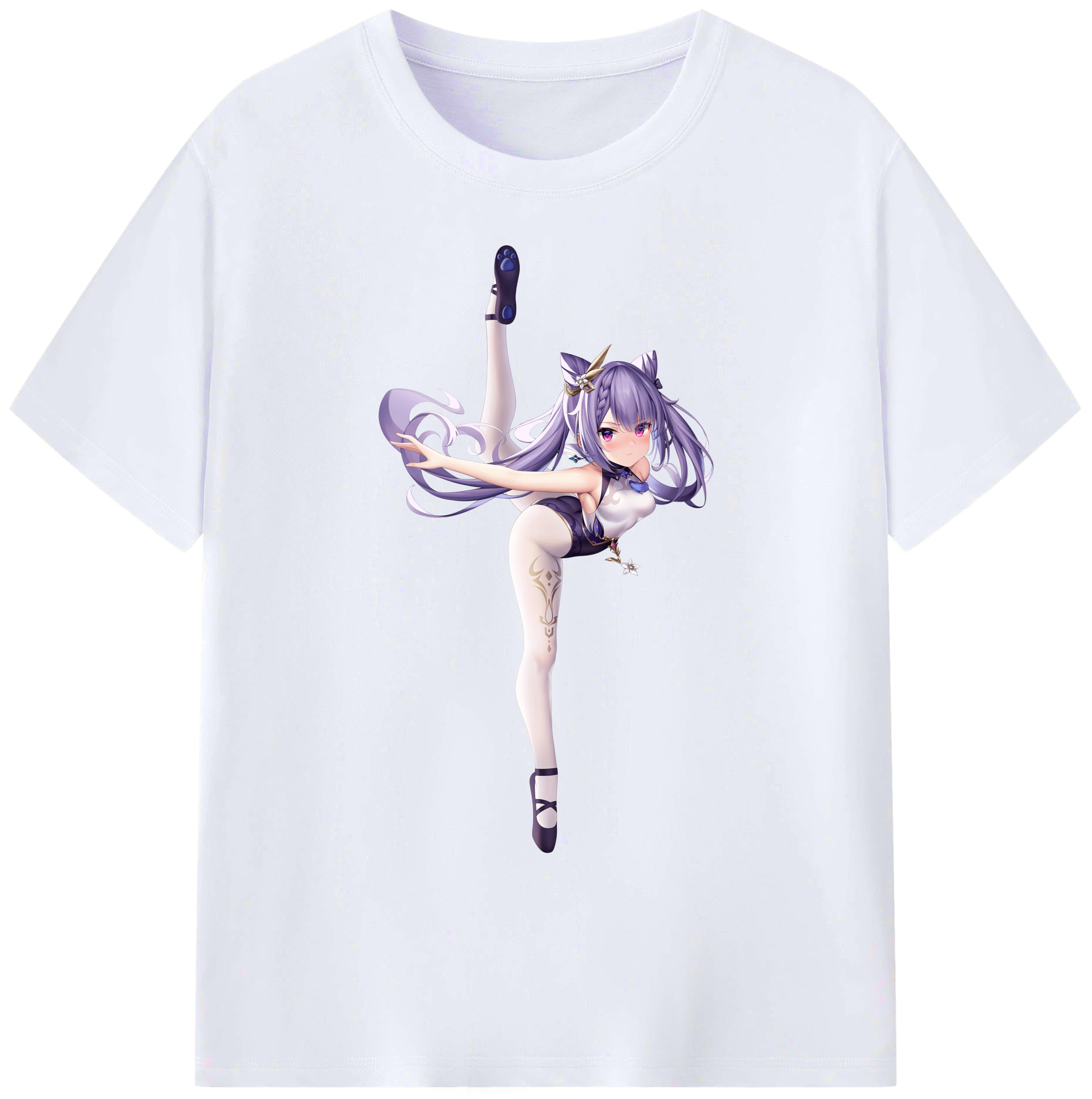 げんし神 刻晴 こくせい genshin Kokusei 綿100％ メンズ半袖Tシャツ｜肌触りやわらか＆通気性