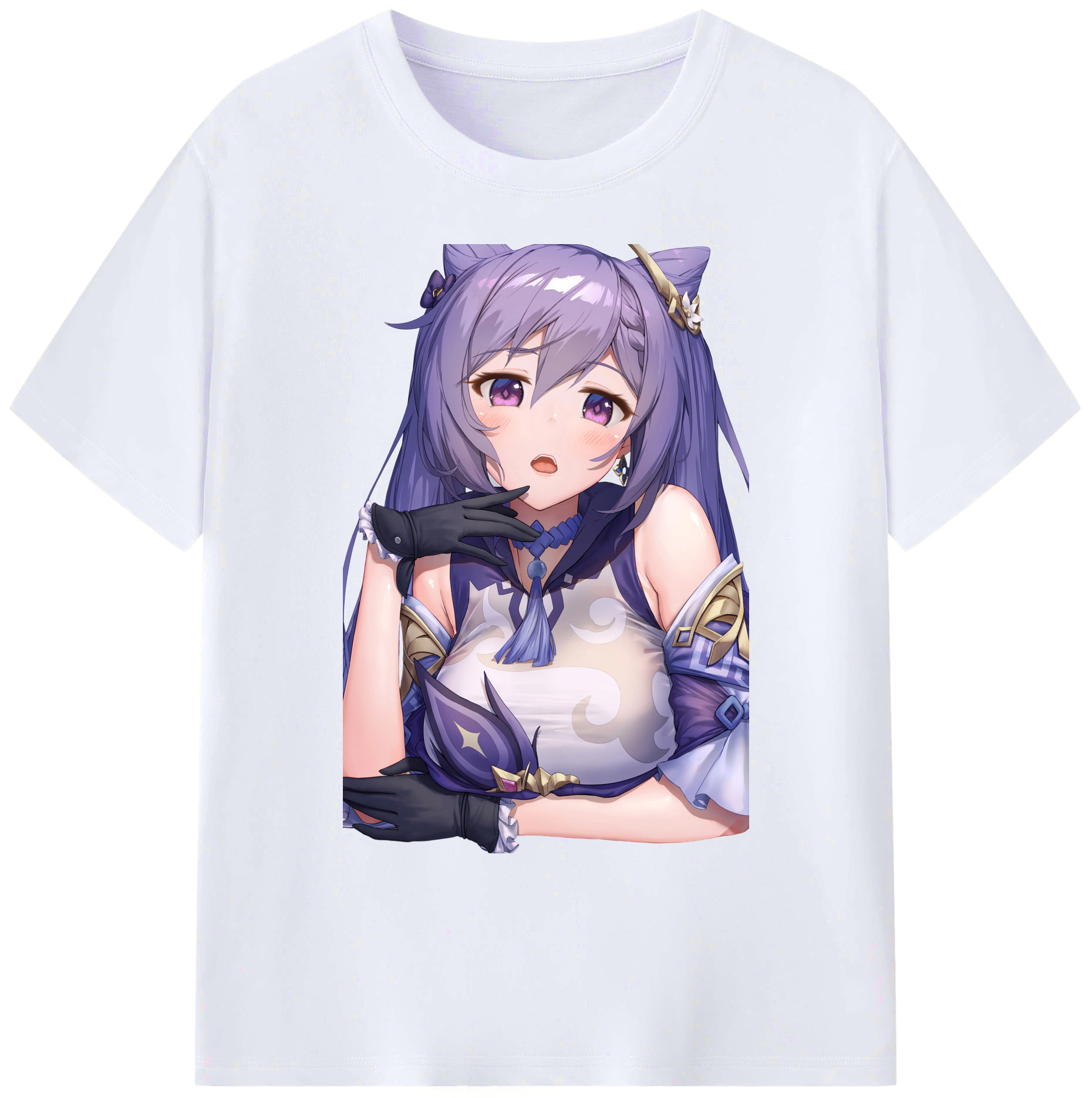 げんし神 刻晴 こくせい genshin Kokusei 綿100％ メンズ半袖Tシャツ｜肌触りやわらか＆通気性