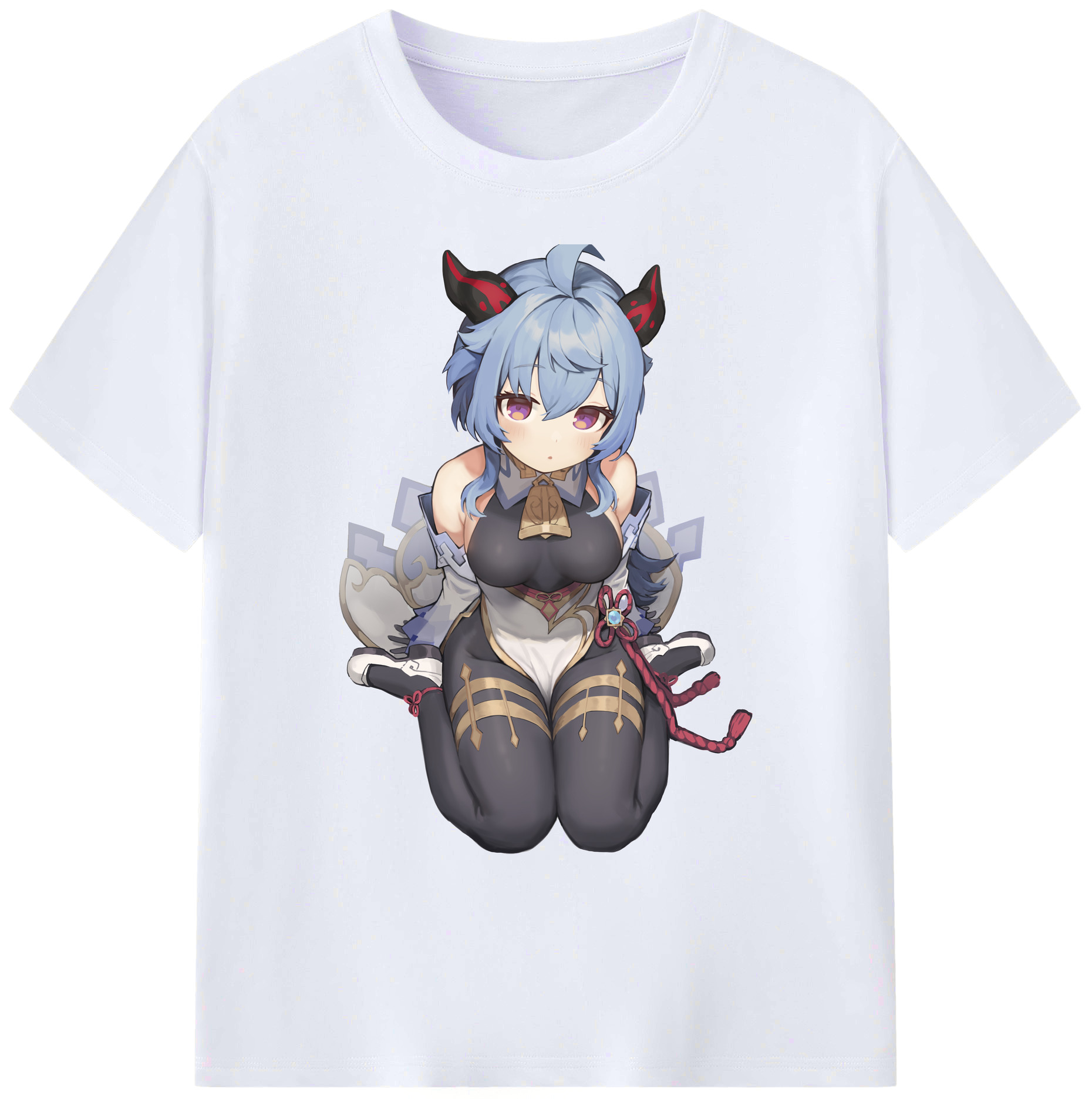 げんし神 甘雨 かんう genshin Ganyu 綿100％ メンズ半袖Tシャツ｜肌触りやわらか＆通気性